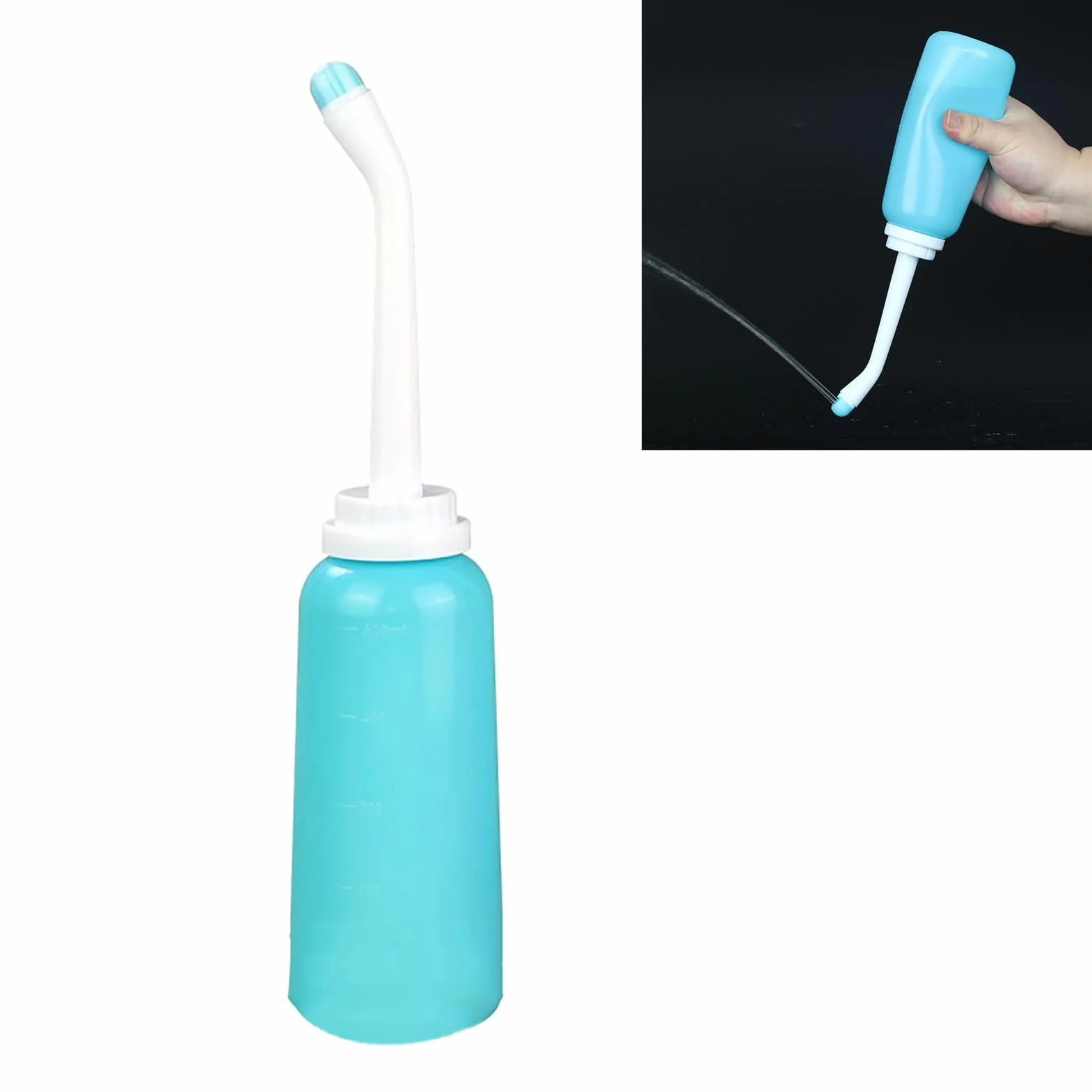 Przenośny bidet toaletowy, przenośny bidet, przenośny bidet, przenośny, odporny na wysokie temperatury, dla kobiet, spryskiwacz, do prywatnej pielęgnacji, 500 ml, niebieski
