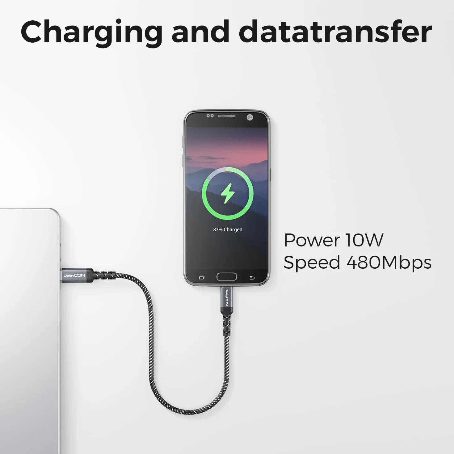 deleyCON 0,30m Kabel USB-C do Micro USB Ładowanie Synchronizacja