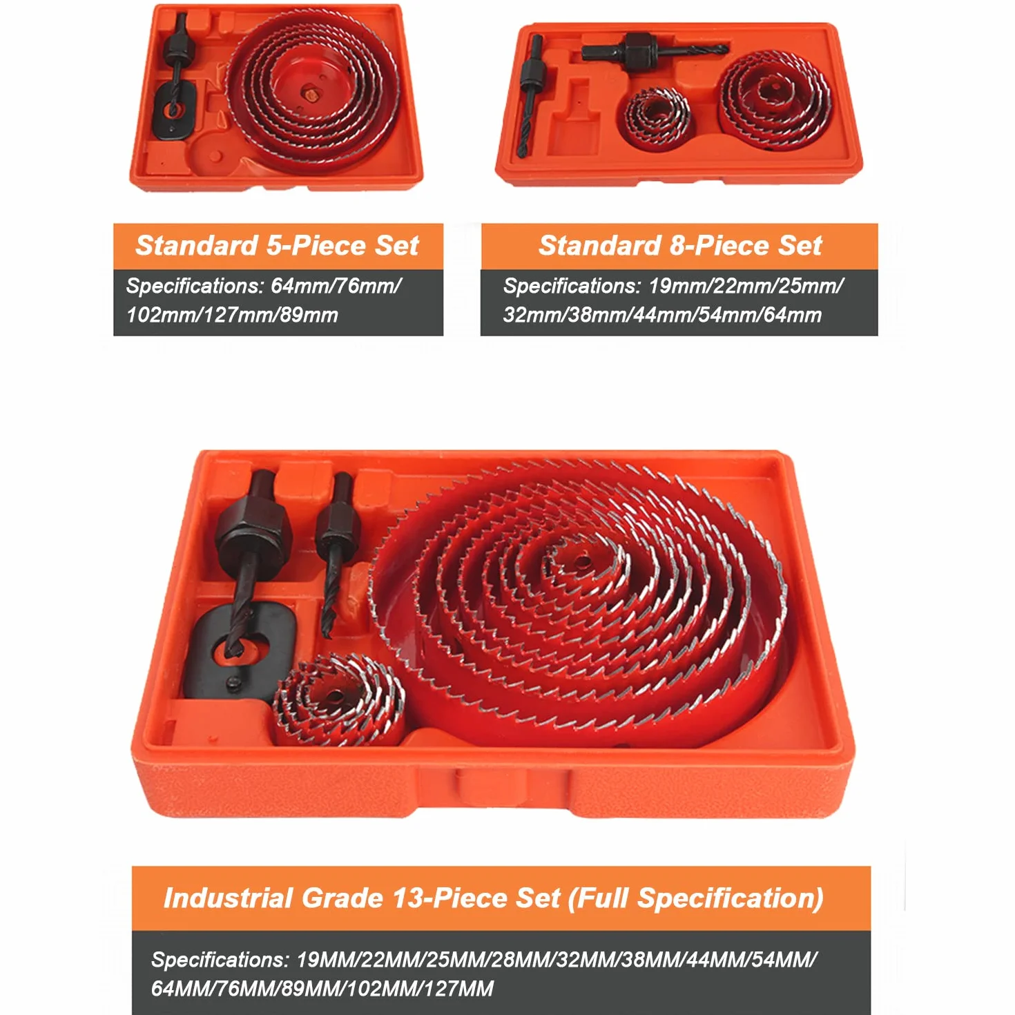 Otwornica bimetaliczna, otwornica ze schowkiem Nadaje się do płyt gipsowo-kartonowych, płyt drewnianych i PCV,Piły otworowe(5 Piece set)