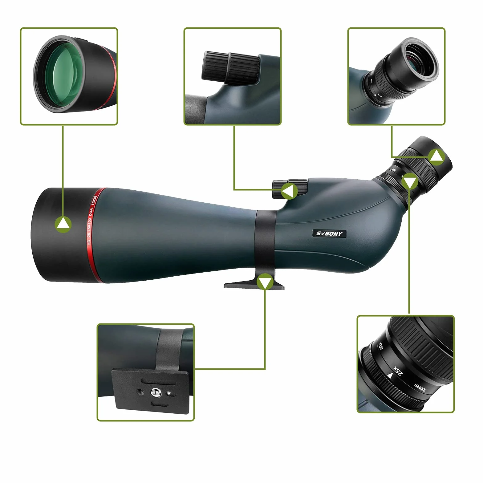 Svbony SV406 Luneta Dual Focus 20-75x100 HD Wodoodporna Do Obserwacji Ptaków