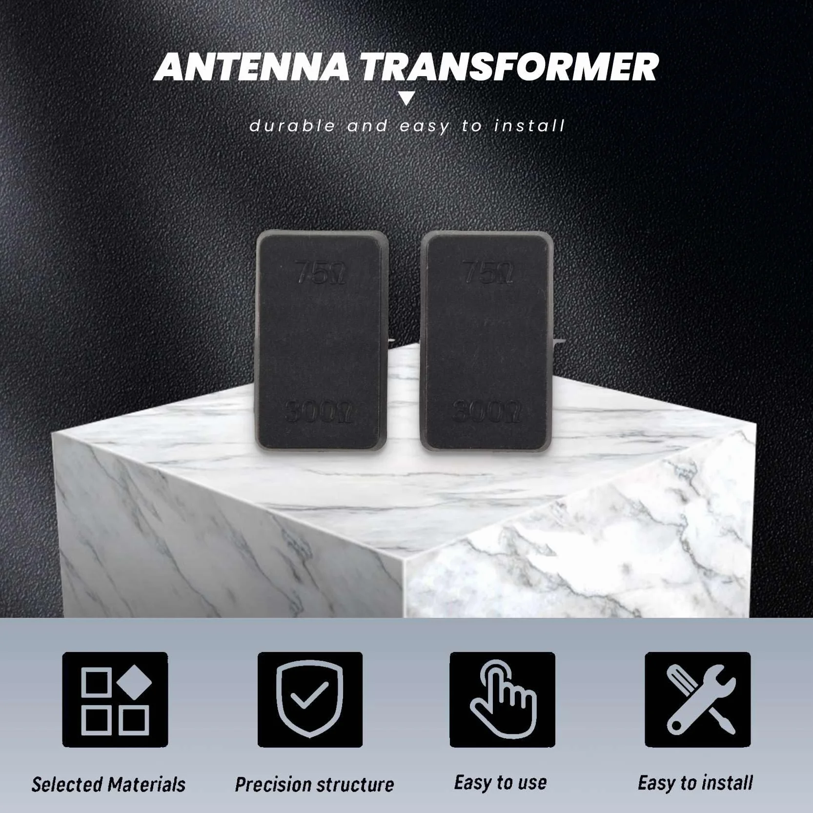 R 2 x Push-On adaptacja anteny transformator 300/75 omów TV F adapter koncentryczny