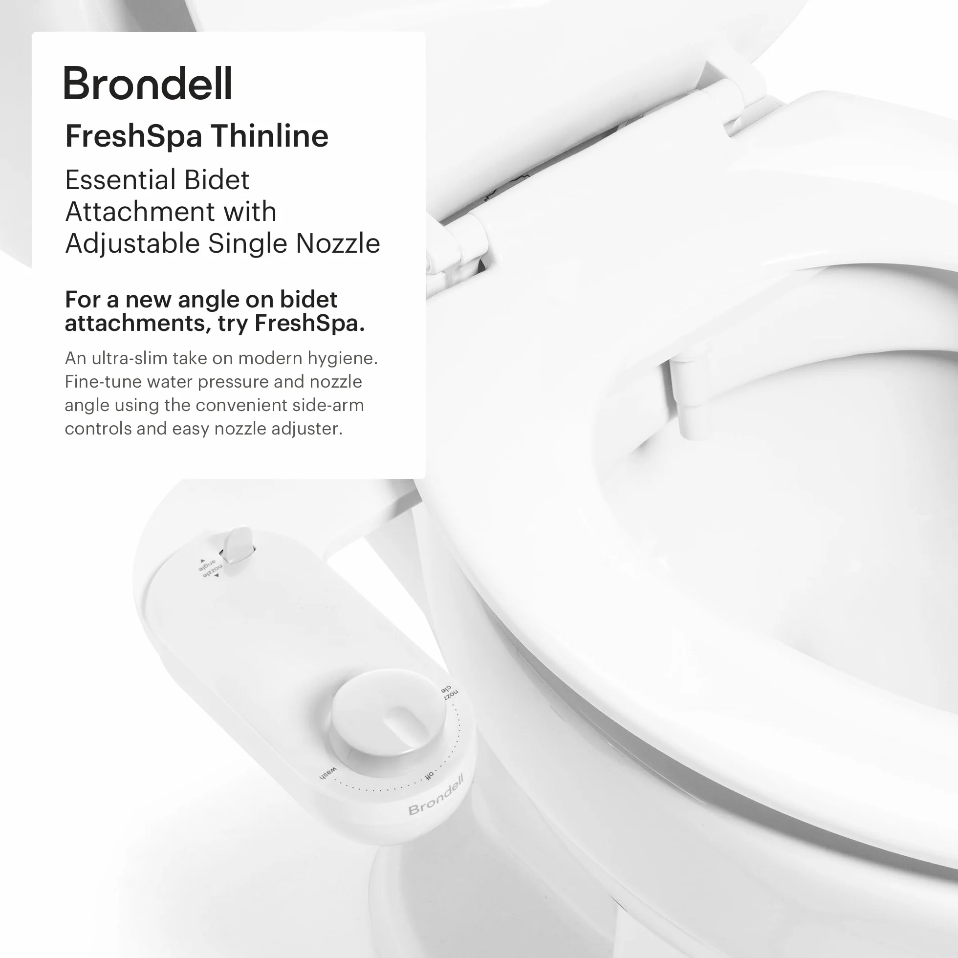 Brondell FSA-15 FreshSpa Thinline regulowana końcówka bidetu, biała