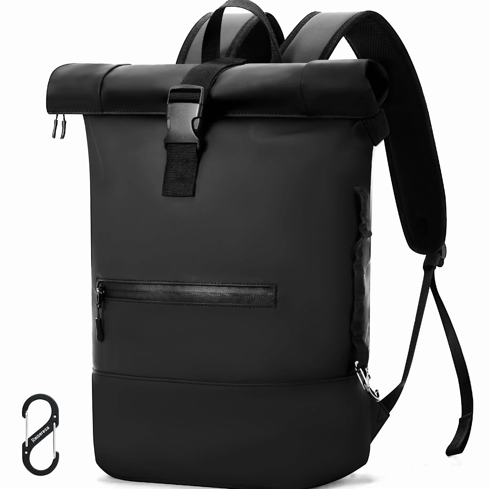 Wodoszczelny plecak Rolltop na laptopa, duży plecak podróżny, czarny