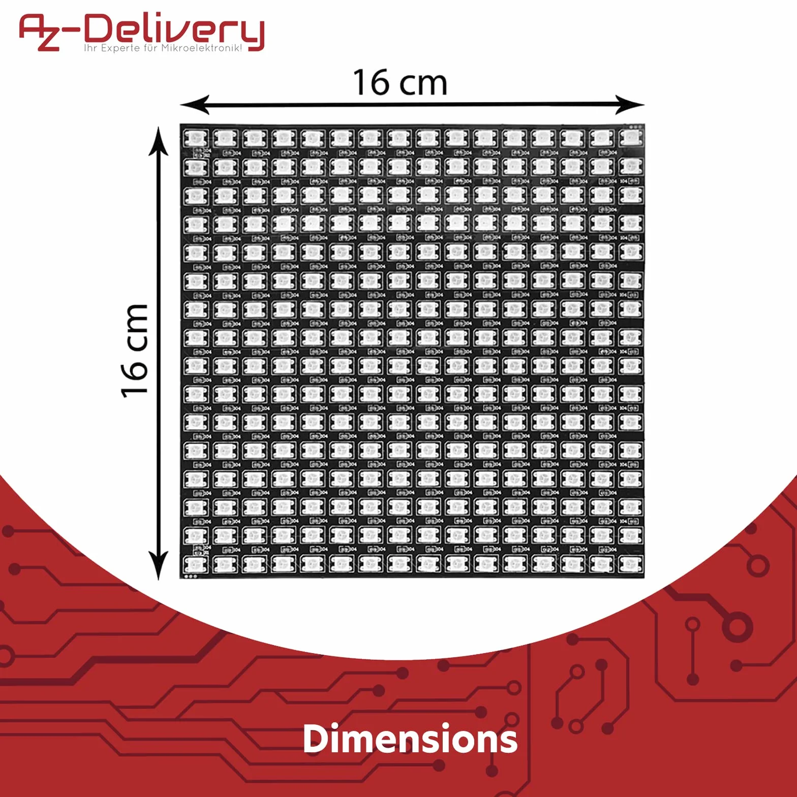 AZDelivery Panel LED RGB WS2812B 16x16 256 LED Flexible Light Module 5050SMD IC adresowalny DC5V Kompatybilny z Raspberry Pi