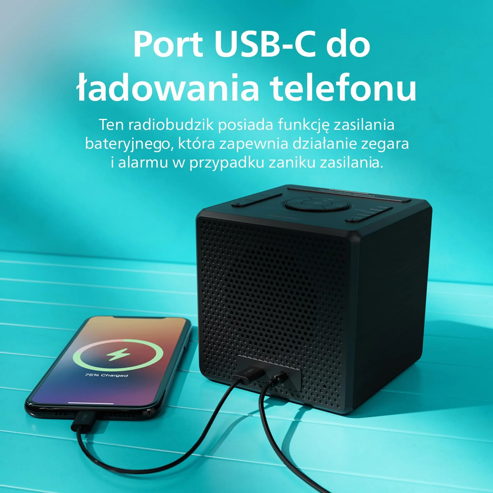 Philips TAR4650 podwójny budzik DAB/FM radiobudzik z USB