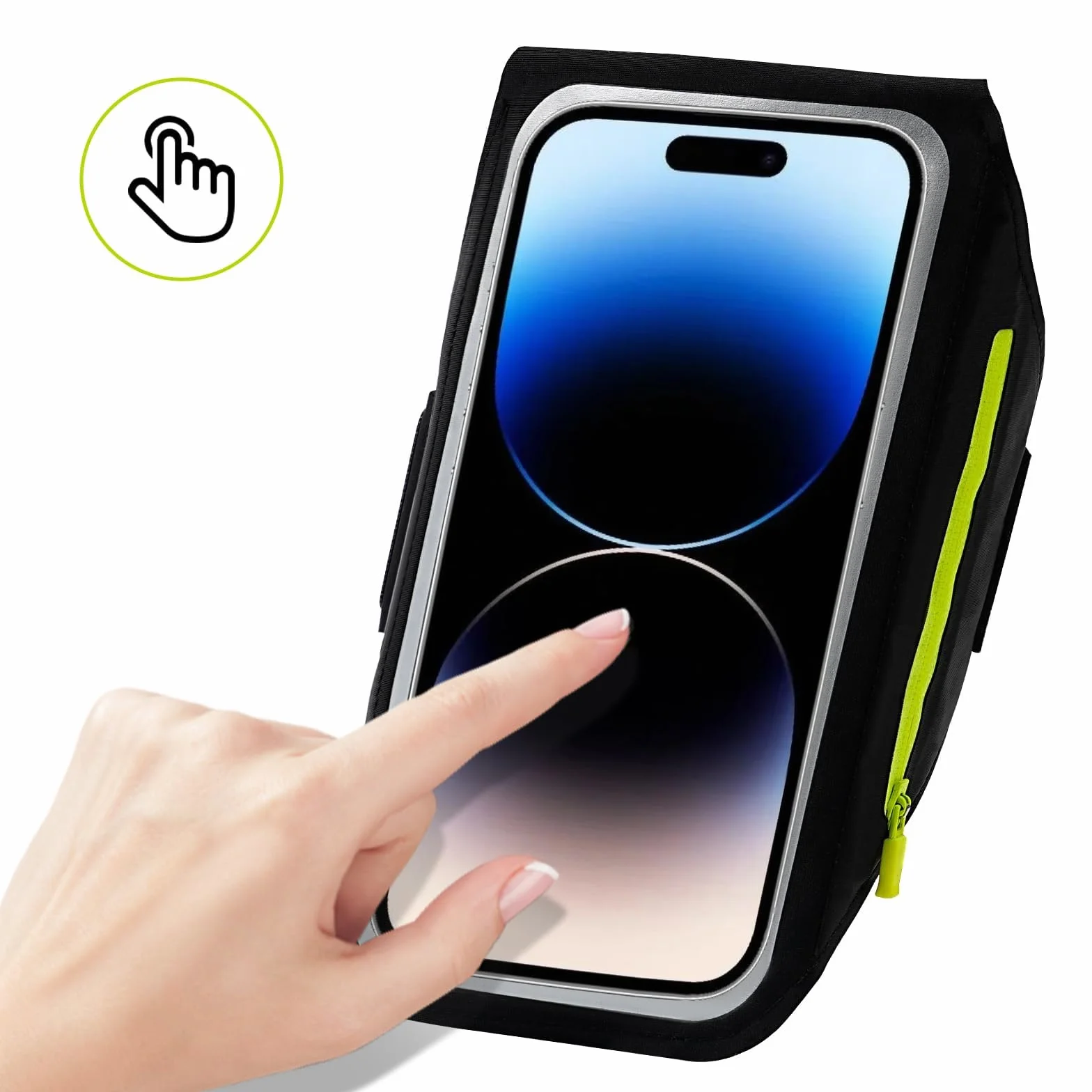 TRIXES Czarna opaska na ramię do biegania z torbą na słuchawki pasuje do iPhone 15 Pro Max/14 Pro/13 Pro Max/12/12 Pro/11/XR/XS/X/8 Plus do 6,7 cala