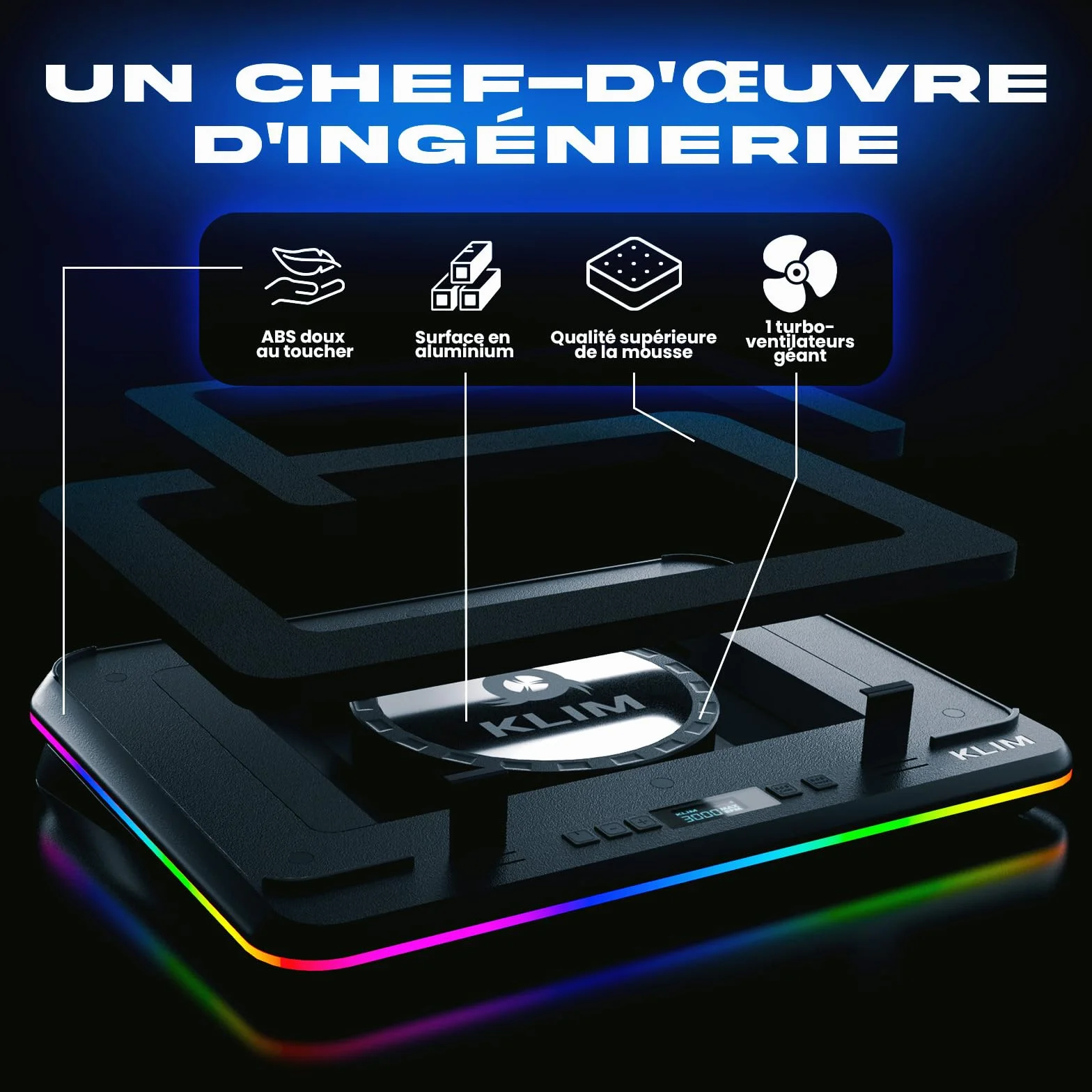 KLIM Turbofrost Max Laptop RGB Chłodnica 15,6-17 cali
