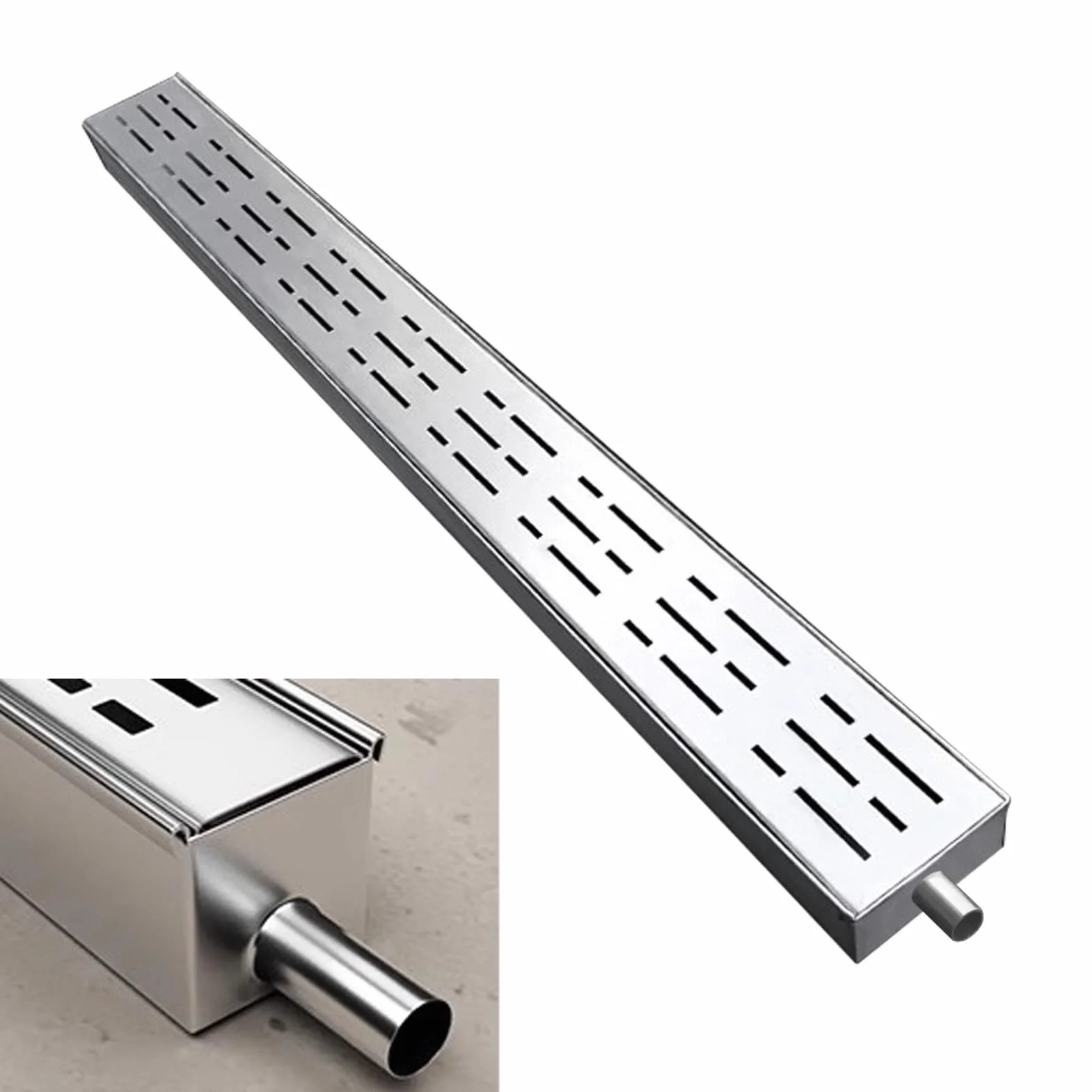 Niestandardowy zestaw odpływowy kanałowy z wylotem, stalowy system wykopów do rozdzielacza wody podjazdowej, 10 x 5 cm (4 x 2) - wydajny spust solutowy do wody deszczowej