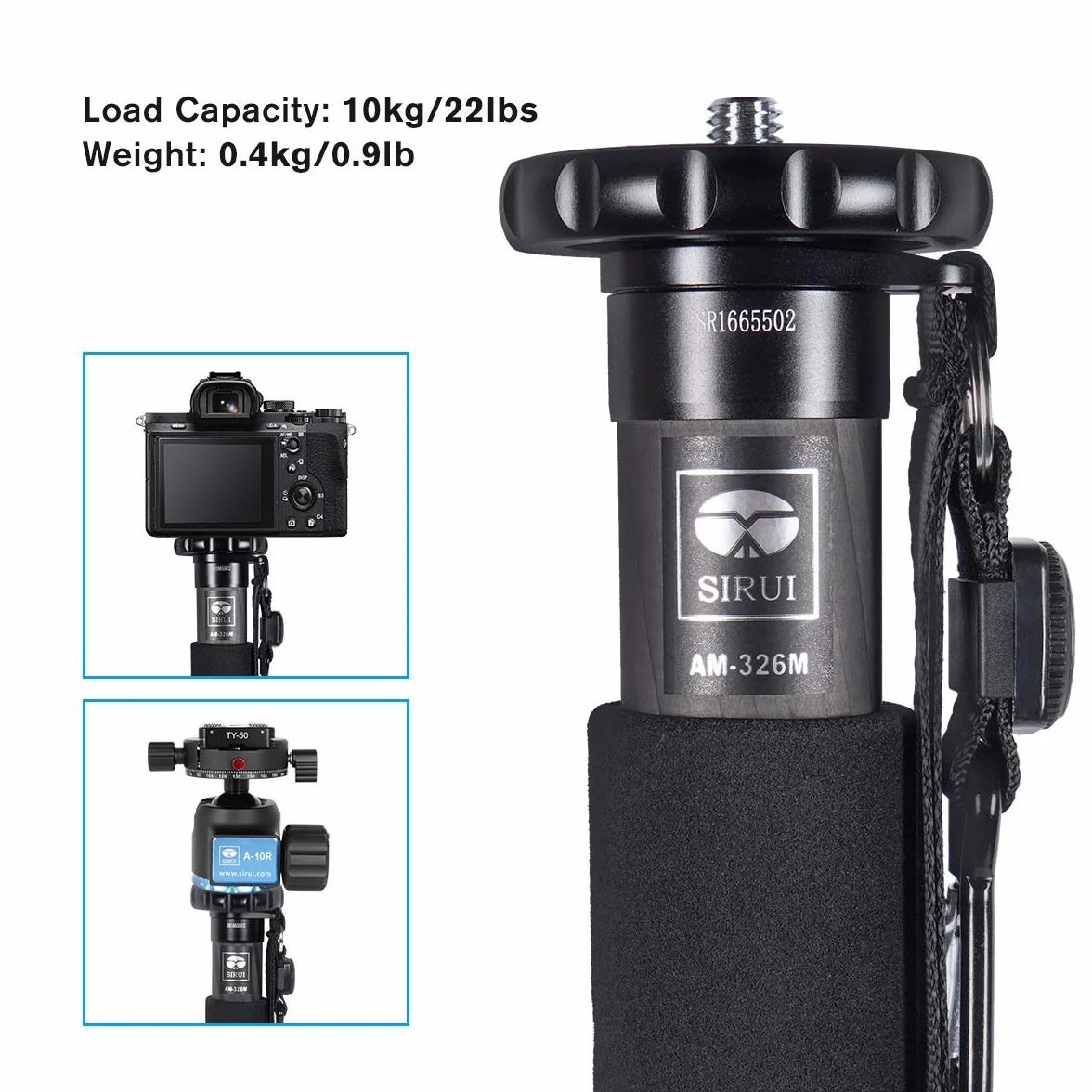 SIRUI AM-326M Carbon Monopod statyw jednonożny 6 części włókno węglowe maks. obciążenie 10 kg