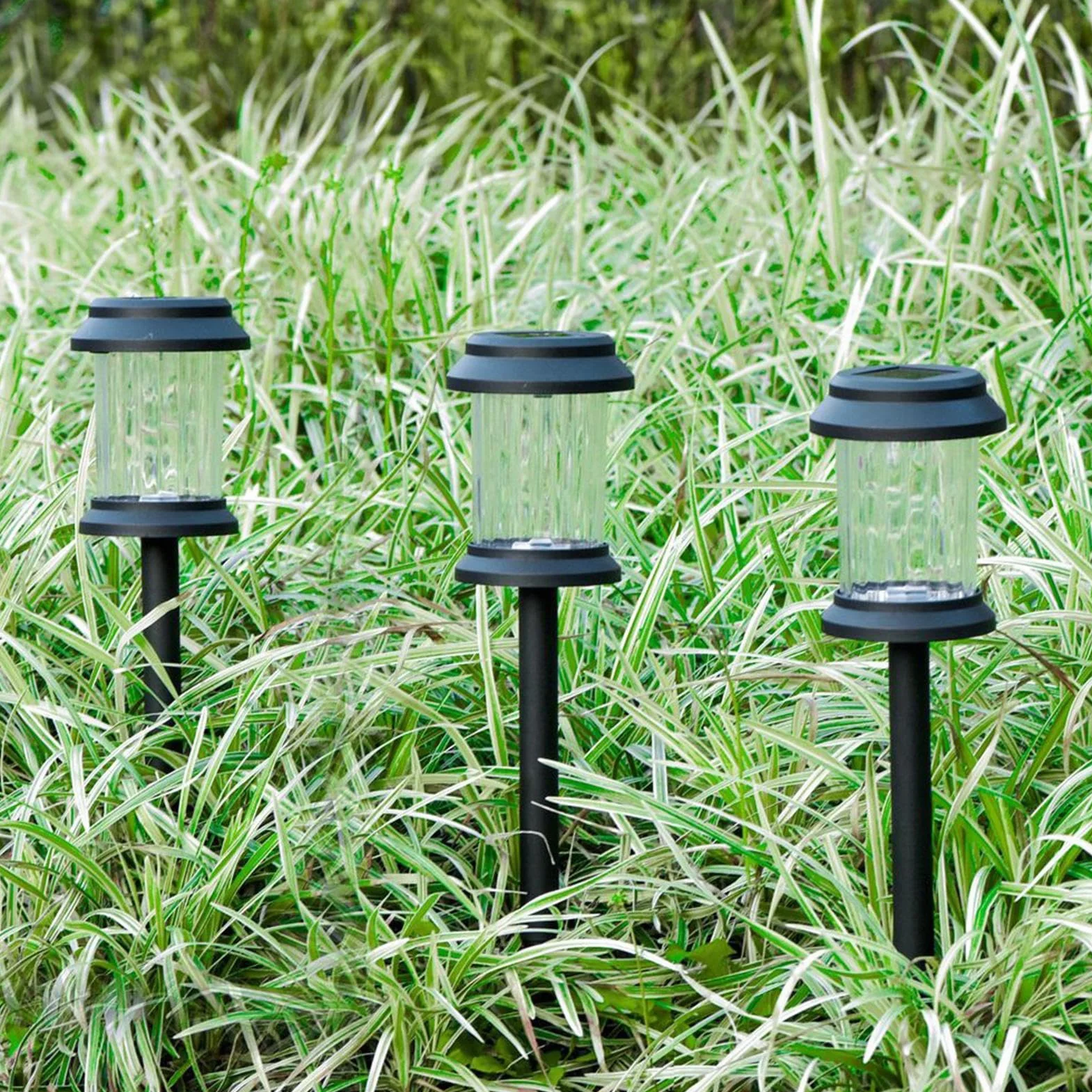 Lampy solarne ścieżkowe Zestaw 6 sztuk wodoodpornych lamp dekoracyjnych LED | Solarne lampy ogrodowe zewnętrzne balkon, park, trawnik, tereny, dziedziniec, patio, rabaty kwiatowe