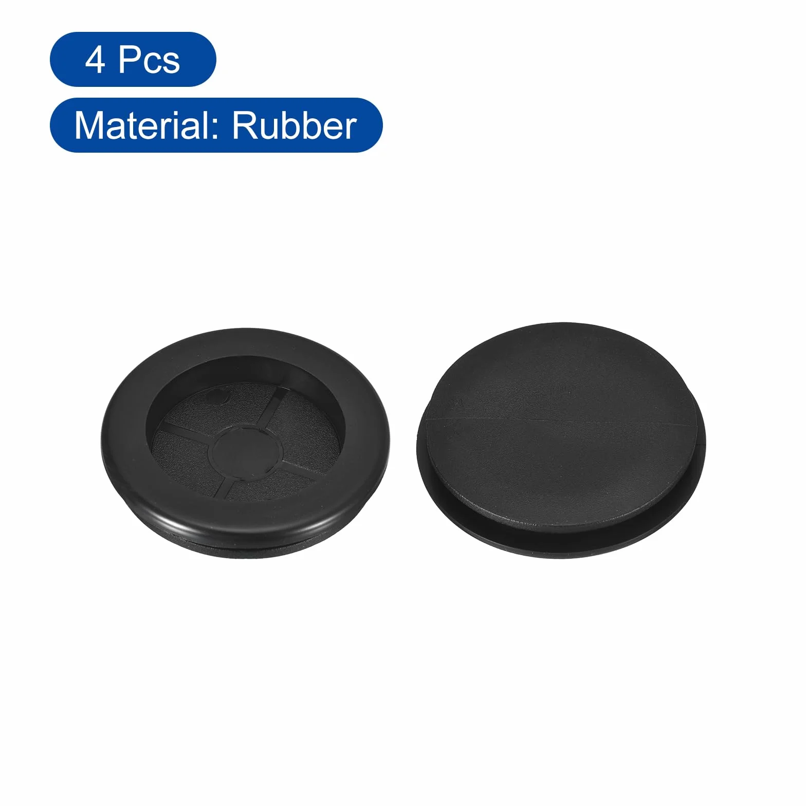 QUARKZMAN 4 szt. Gumowe uszczelki 2 "(50 mm) otwór wiercenia, 1-2/4" (41 mm) ID uszczelka pierścieniowa zaślepki z pojedynczym otworem do organizatora kabli biurka komputerowego, czarny