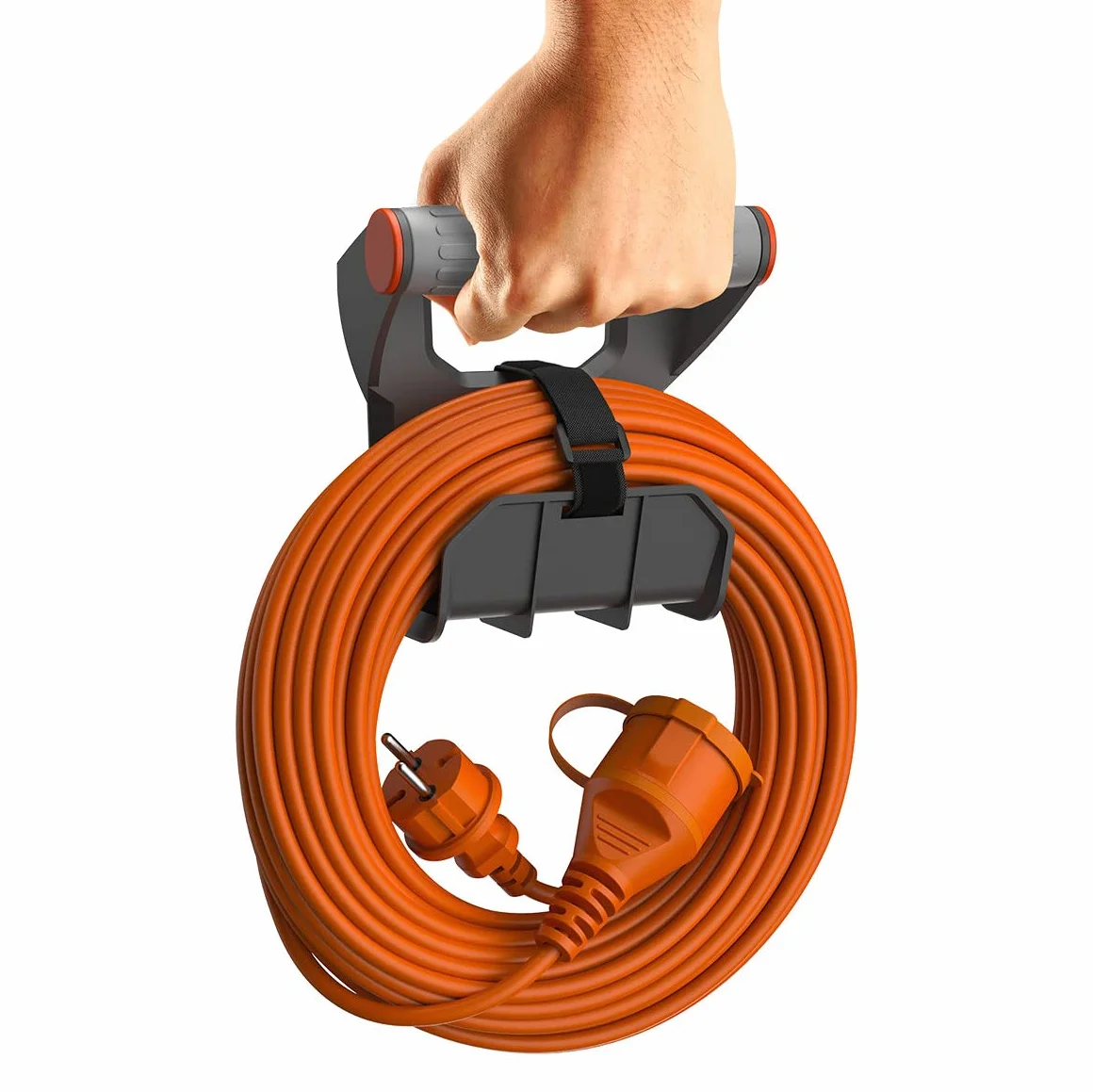 Electraline 94021, Bęben kablowy, bęben przedłużający z ergonomicznym uchwytem i zestawem do montażu na ścianie, może zwinąć do 25 m kabla