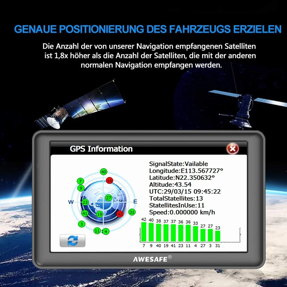 AWESAFE nawigacja GPS do samochodów osobowych i ciężarowych, ekran 7''
