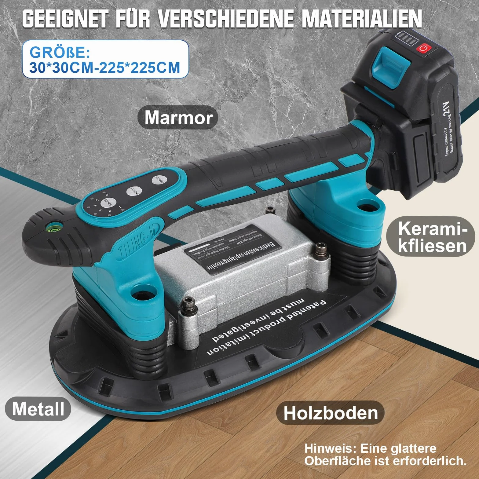 do płytek i przyssawki 2 w 1 z przyssawką 30 x 16 cm, nośność 250 kg, elektryczna do płytek 2 m i ścian, cegieł