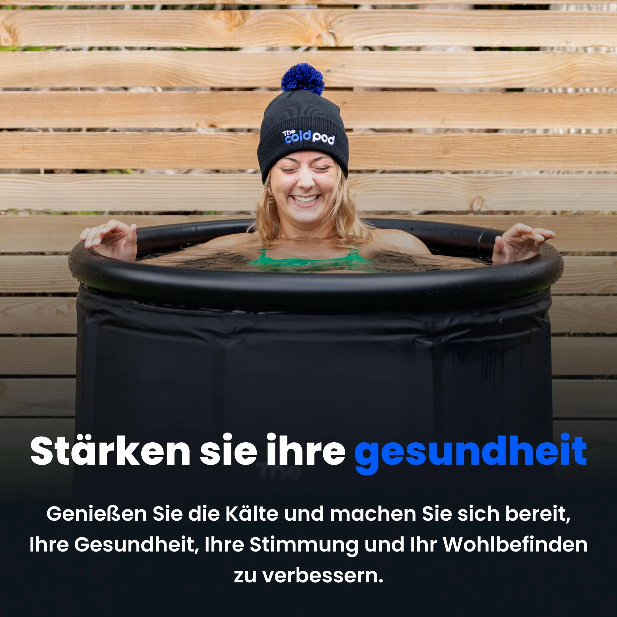 The Cold Pod składana wanna do kąpieli lodowej dla sportowców z pokrywą, 75 cm, przenośna tuba do krioterapii, do użytku wewnątrz i na zewnątrz, dla dorosłych