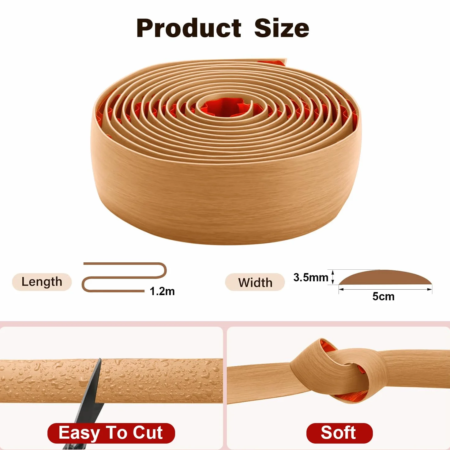 Listwa progowa do podłóg laminowanych, 5 cm listwa progowa z PVC, listwa progowa do drzwi do łączenia szczelin podłogowych (Dąb beżowy, 1.2 m)