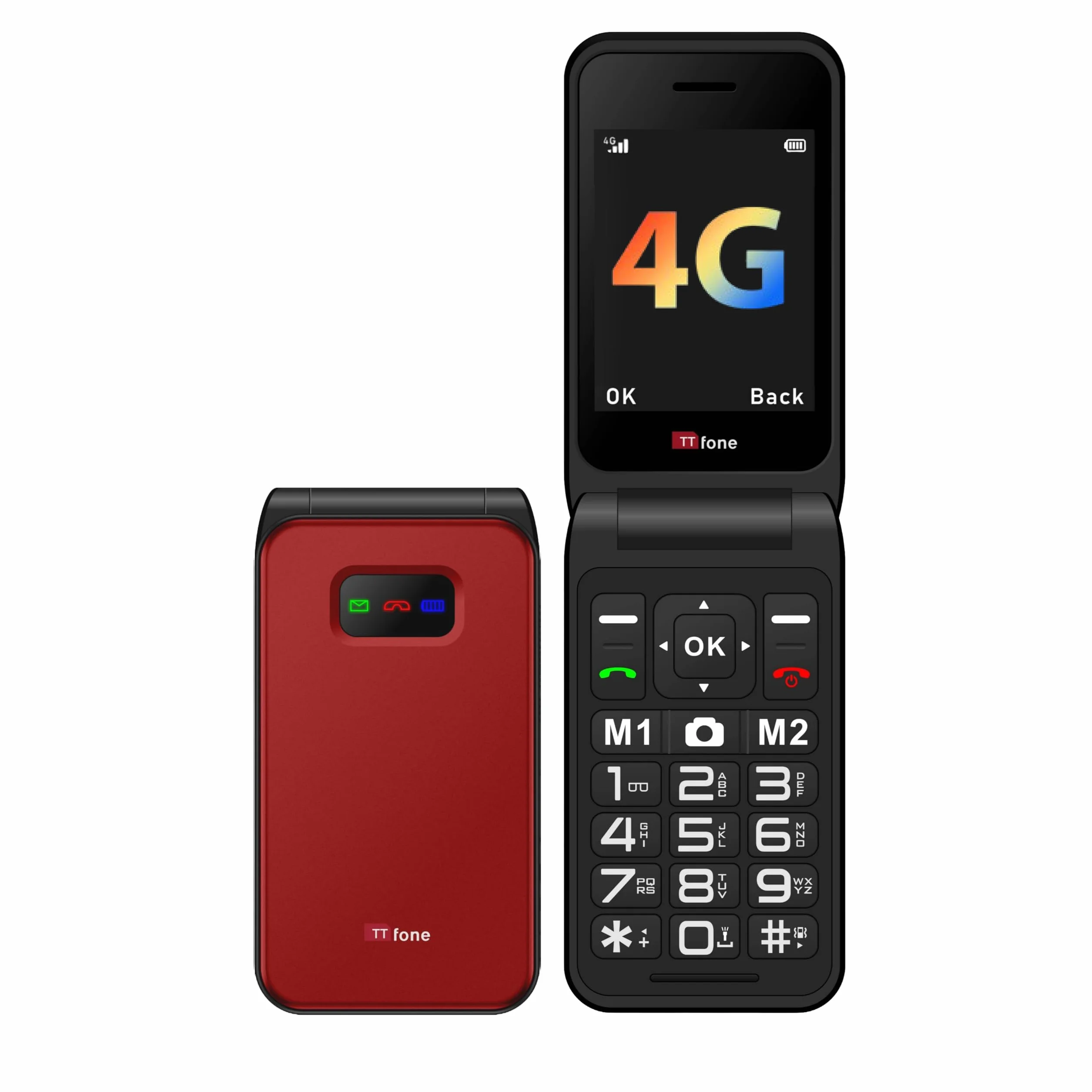 TTfone TT760 4G Telefon komórkowy z dużym przyciskiem dla osób starszych z przyciskiem pomocy awaryjnej, odblokowany, czerwony