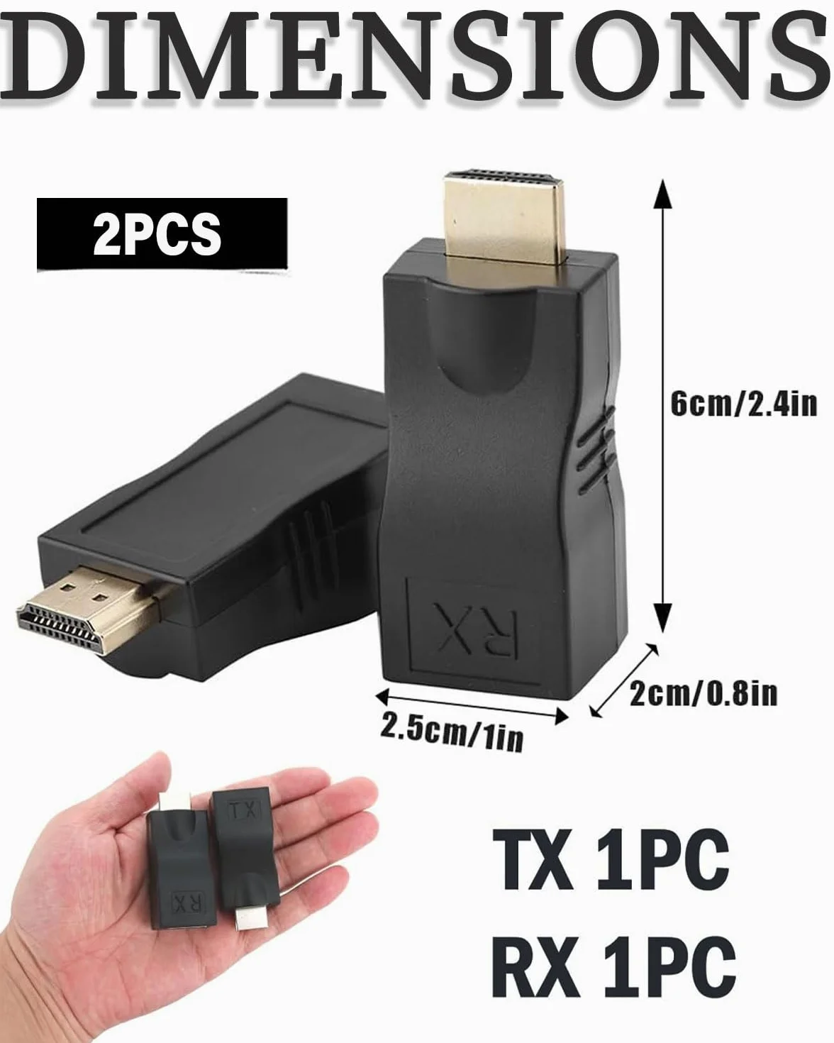 Przedłużacz HDMI na RJ45 Extender przez Cat 5e/6 do 30 m Nadajnik i Odbiornik