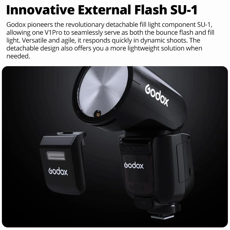 Godox V1PRO-O V1 Pro TTL kamera z okrągłą głowicą do Olympus, 76 W HSS 1/8000, wbudowana bateria litowa, lampa modelująca LED, innowacyjna zewnętrzna lampa błyskowa SU-1