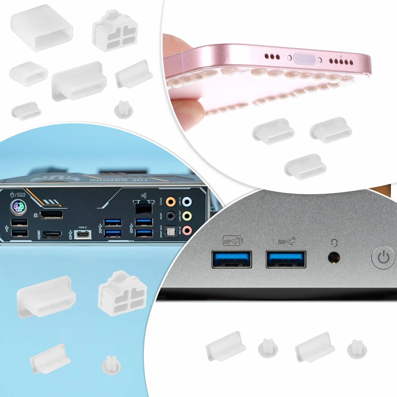 Silikonowe naski ochronne USB A USB-C HDMI 7 rodzajów 50 sztuk