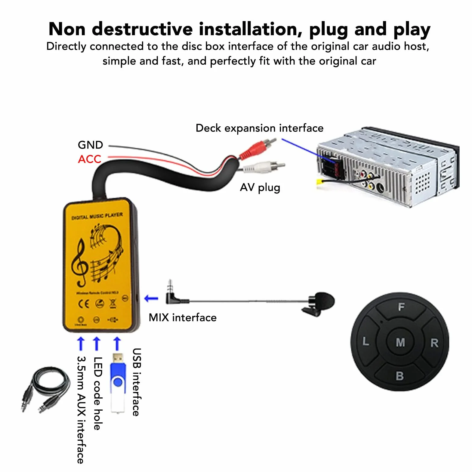 KIMISS Nadajnik Bluetooth AUX do samochodu, adapter bezprzewodowy zestaw głośnomówiący uniwersalny
