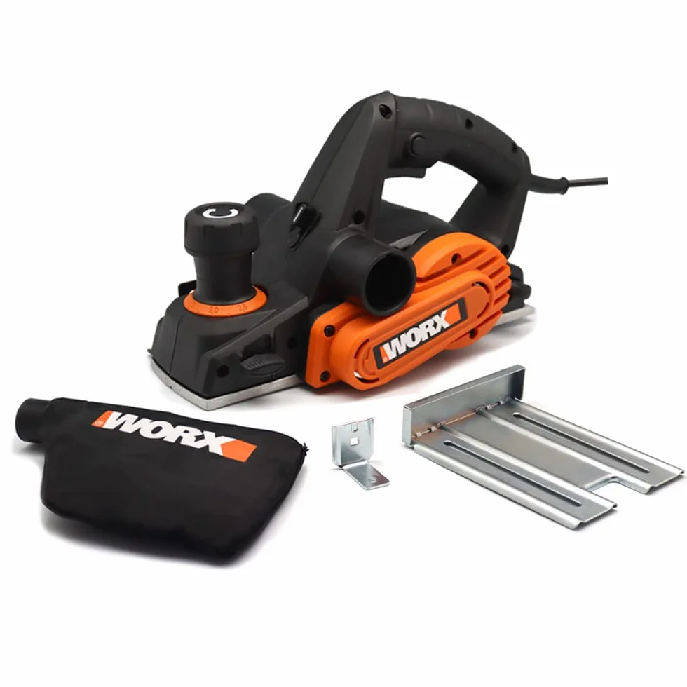 WORX WX615 – wydajny strug elektryczny o mocy 750 W – szerokość robocza 82 mm – wysokiej jakości ostrza HSS – szerokość szczotki 82 mm – głębokość przejścia do 3 mm