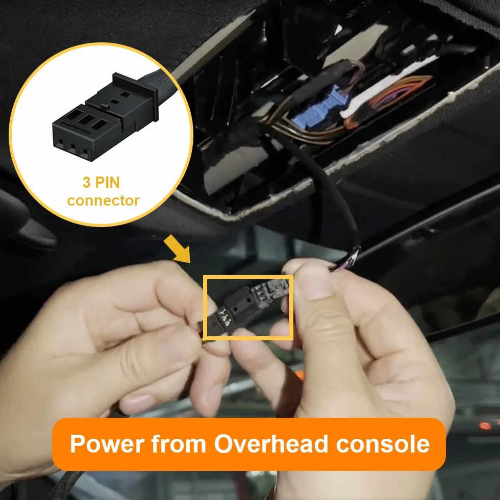 Adapter zasilania (3-Pin) nadający się do Volkswagen Porsche Audi Skoda, wyświetlacz LED Zasilanie USB, Podłącz do lusterka tylnego widoku, wyjście 5V 12V, Łatwe w instalacji, D3-021
