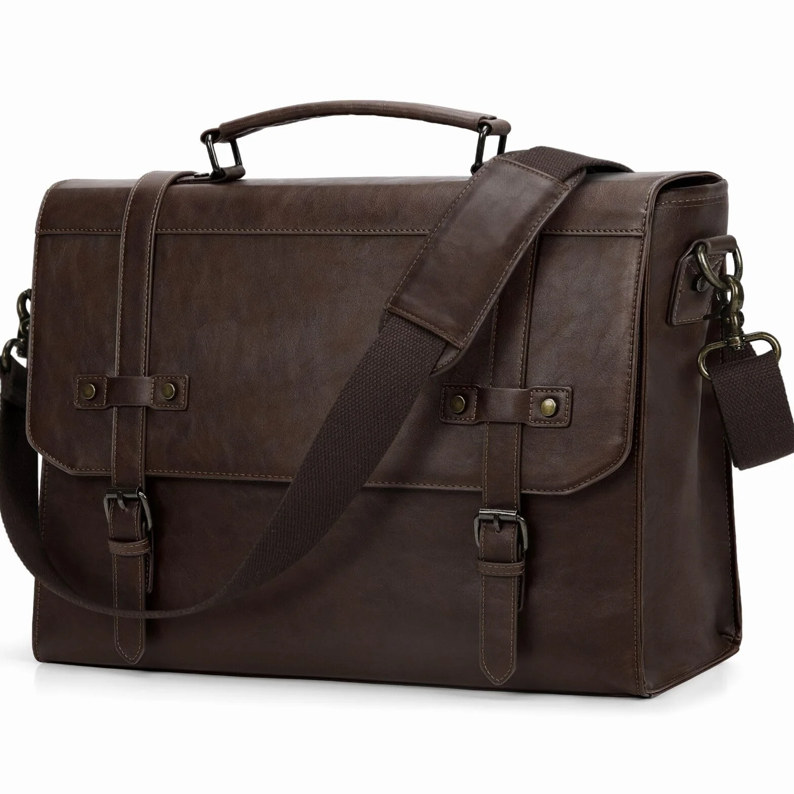 RAINSMORE Teczka męska, wodoszczelna torba na ramię, torba na laptopa o przekątnej ekranu 17,3", torba listonoszka, vintage, torba robocza, dla mężczyzn, do pracy, szkoły