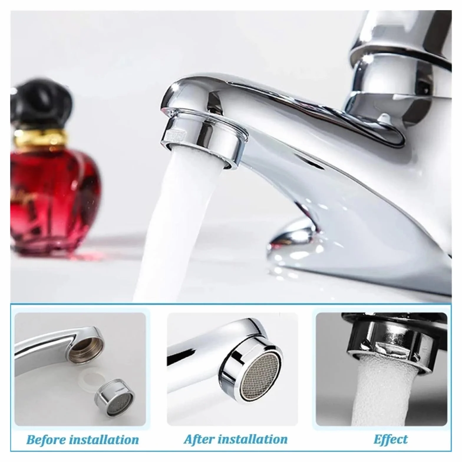 XYNSNDB 24mm gwint aeratory do kranów wymiana oszczędzająca wodę bateria umywalkowa kuchenna filtr mieszana dysza łazienka złącze kranu Bubbler łatwa instalacja (3 szt. aeratorów)