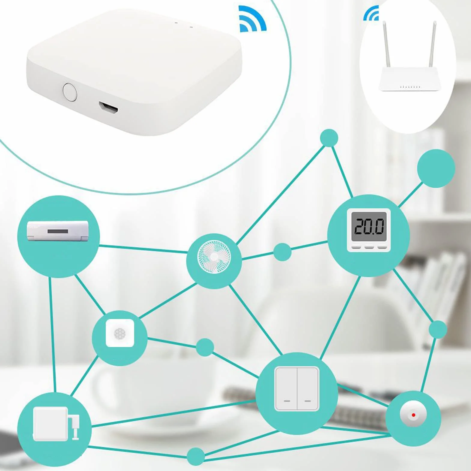Inteligentny Koncentrator Domowy WiFi Bluetooth Gateway Hub Mini Pilot Zdalnego Sterowania Mesh Router Bezprzewodowy Wykrywanie Podczerwieni Tuya ZigBee
