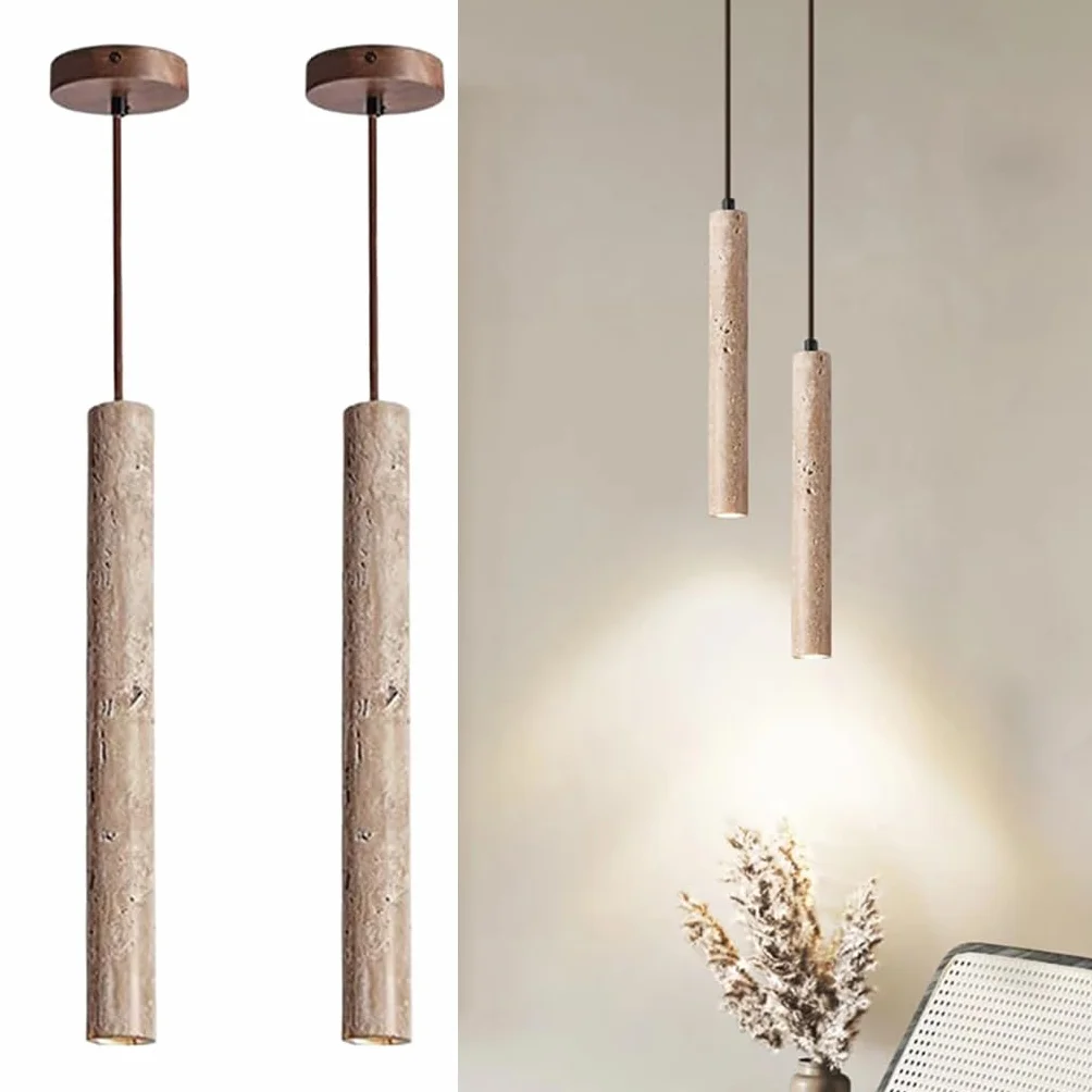 Światło Zawieszone W Stylu Retro Żółta Kamienna Lampa Wisząca Światło Zawieszone W Stylu Wabi Sabi Oświetlenie Dekoracyjne Regulowane Światło Zawieszone Do Sypialni Korytarz Bar(2 pack)