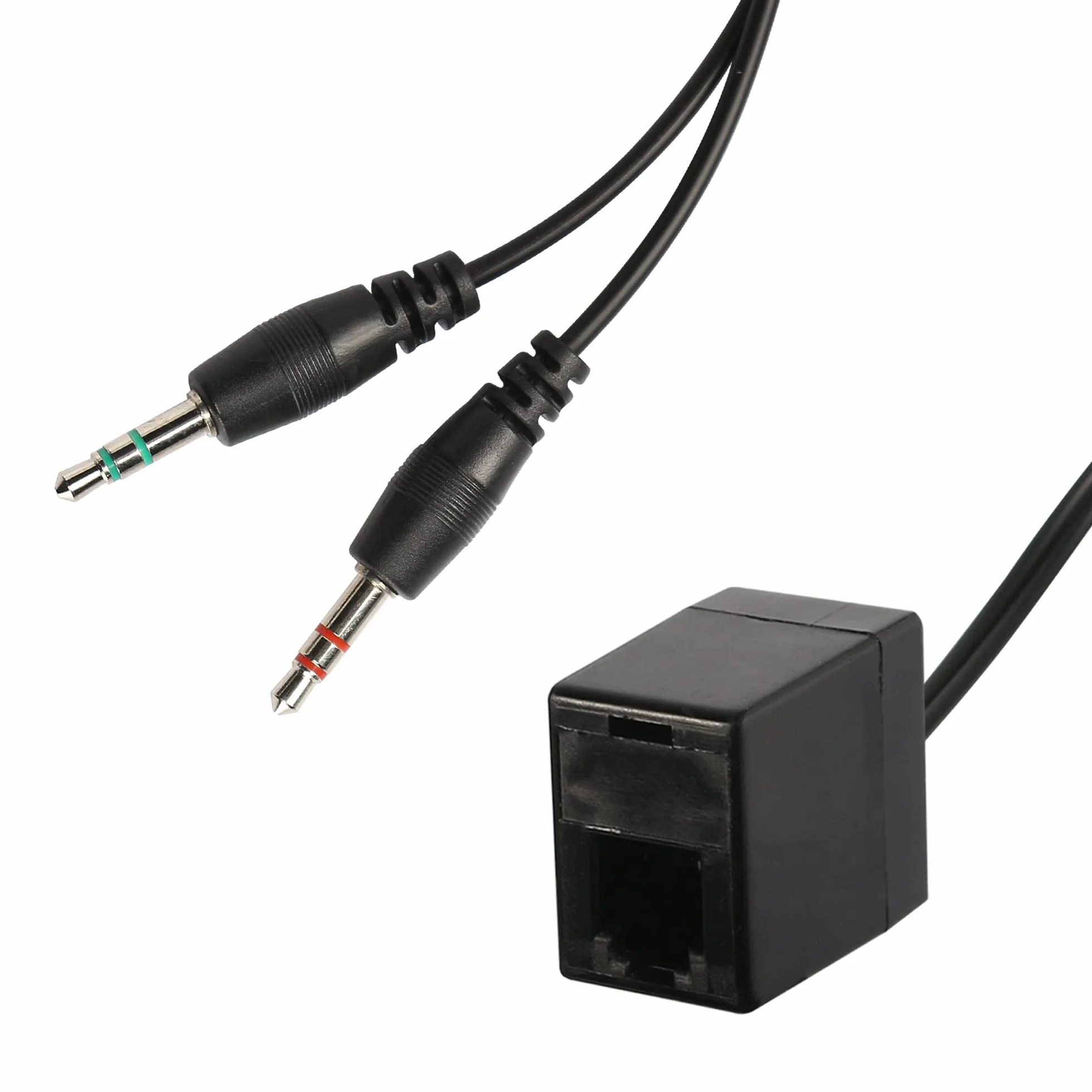 QIANRENON RJ9 4P4C na 3,5 mm kabel adaptera telefonicznego żeński na podwójny męski stereo