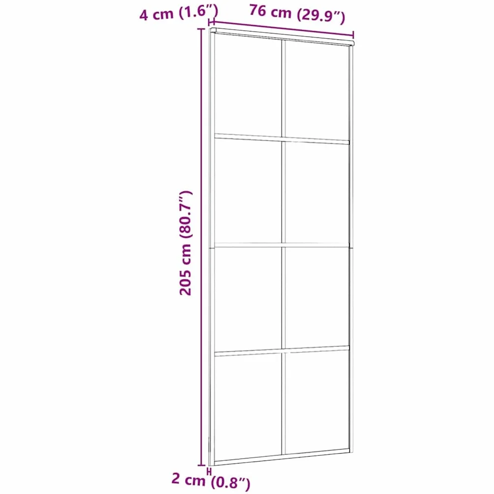 Aluminiowe drzwi przesuwne ze szkłem bezpiecznym 5 mm, szkło ESG 76 x 205 cm, czarne, malowana proszkowo rama, oszczędność miejsca rozwiązanie do domu