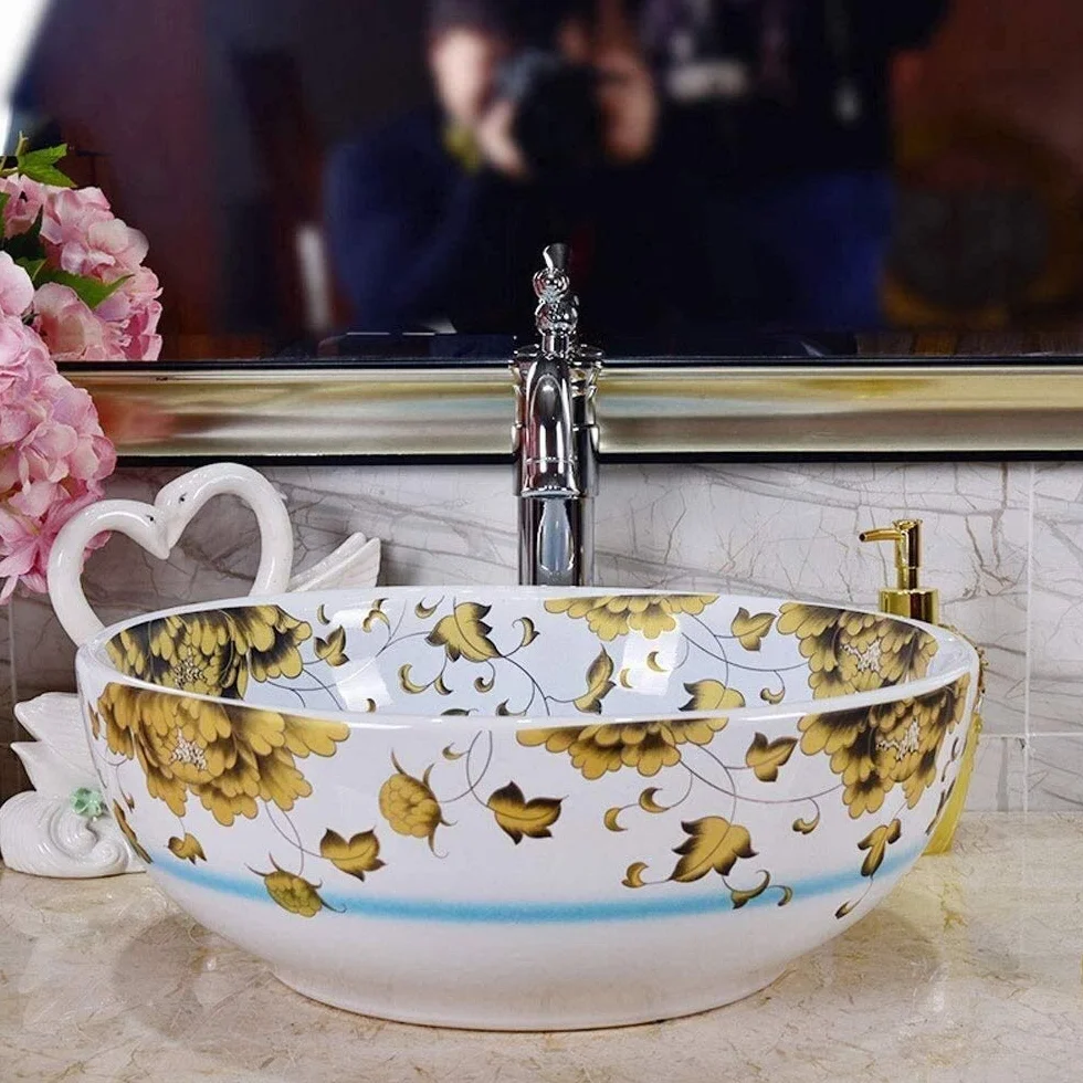 Szafka Pod Umywalkę Z Umywalką, Umywalka Nablatowa, 12-Calowa Okrągła Umywalka Nablatowa, Porcelanowe Umywalki Ceramiczne, Amerykańska Biała Umywalka Nablatowa