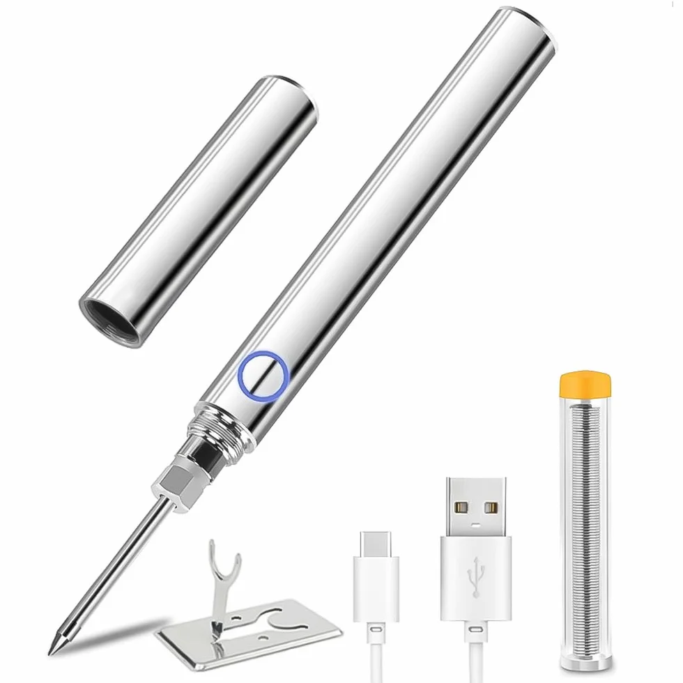 Bezprzewodowy zestaw lutownicy, przenośny bezprzewodowy długopis lutowniczy USB z akumulatorem 1100 mAh, 5 V, 15 W, regulacja temperatury i stabilne ogrzewanie do elektroniki, DIY, naprawa