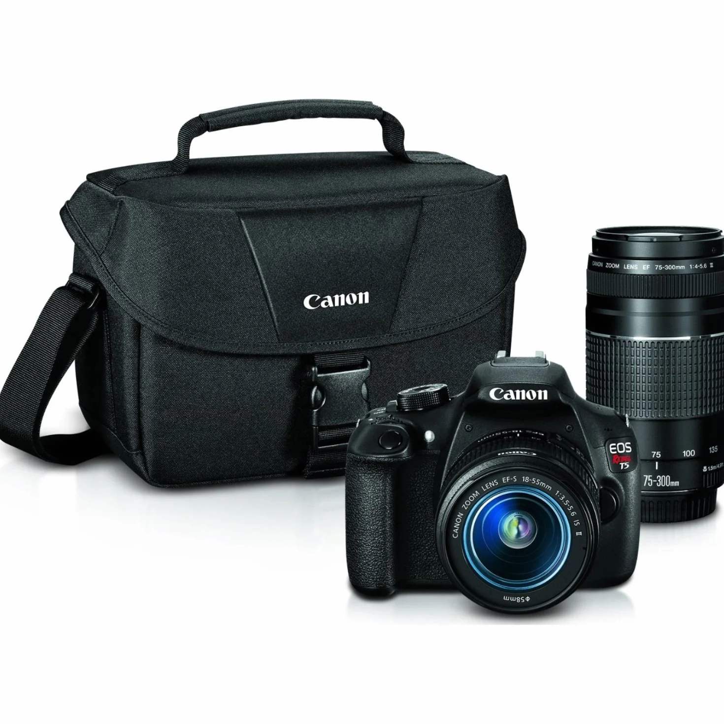 Canon EOS Rebel T5 lustrzanka cyfrowa z EF-S 18-55 mm to II + EF 75-300 mm f/4-5.6 III pakiet