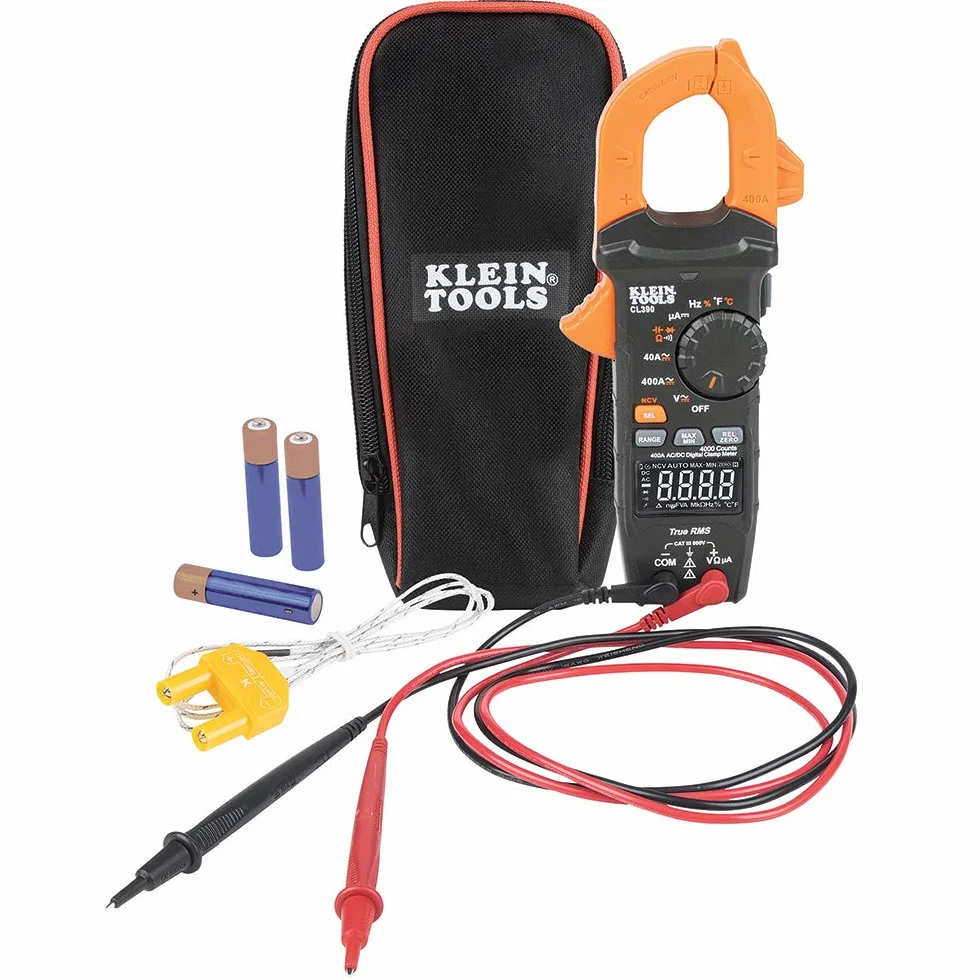 Cyfrowy miernik zaciskowy, automatyczny zakres 400 AMP mierzy elektroniczne napięcie AC/DC opór prądu AC/DC i TRMS, Klein Tools CL390