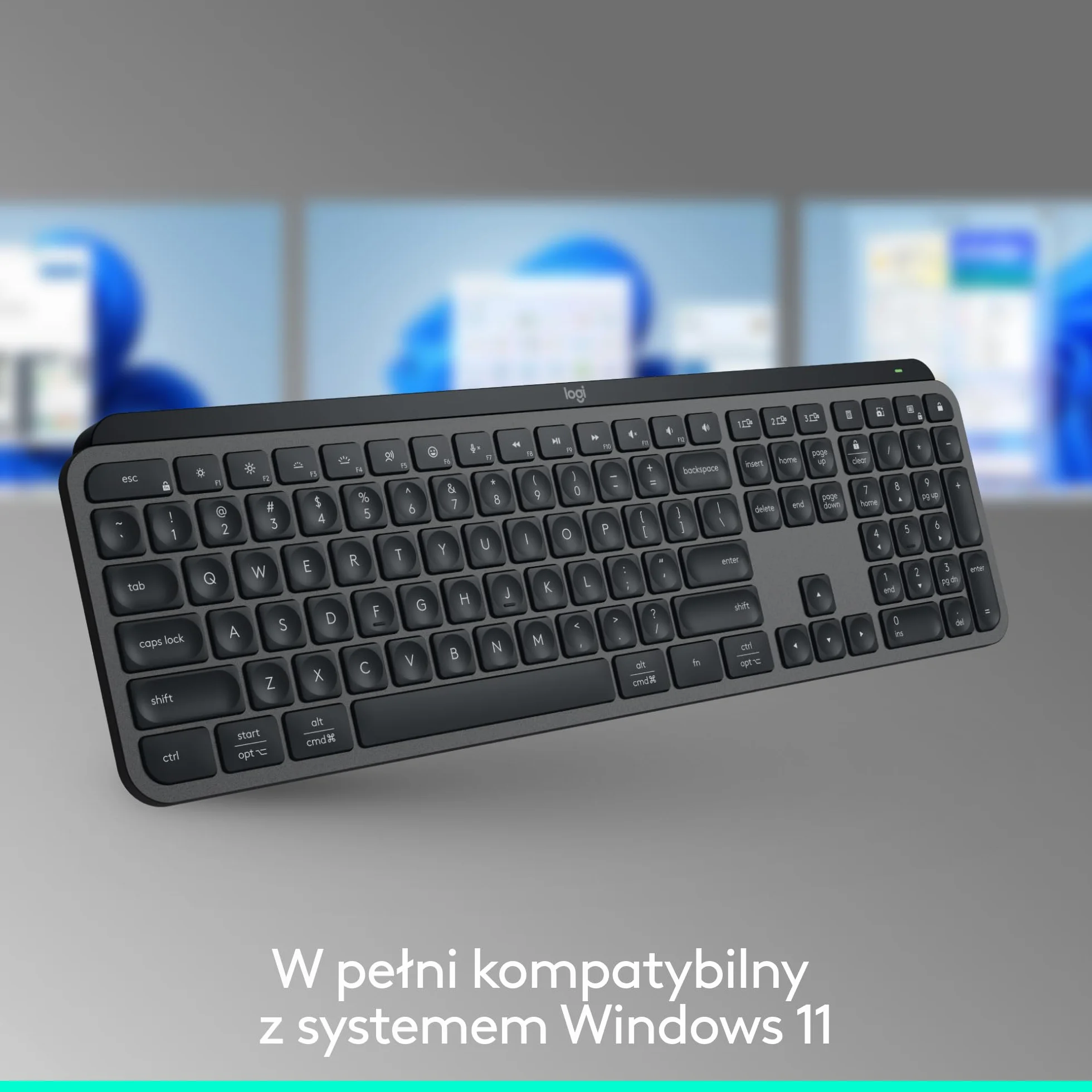 Logitech MX Keys S Bezprzewodowa Klawiatura Niski Profil Cicha Podświetlana Bluetooth USB-C QWERTY US Intl Szary