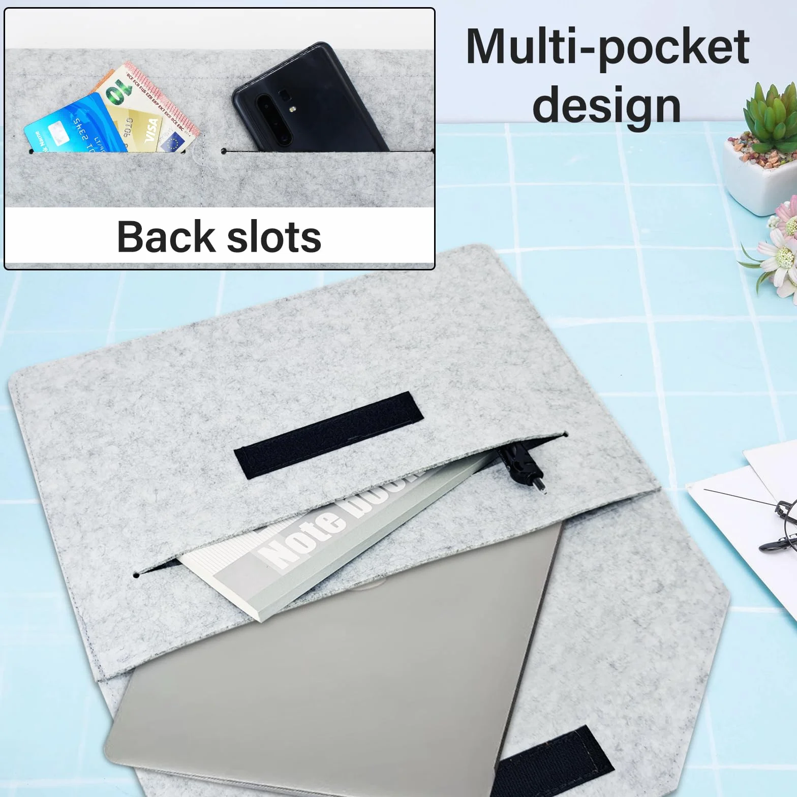 AfitLulu Filcowe etui na laptopa 13" ochronne na MacBook ultracienka torba na tablet czarne