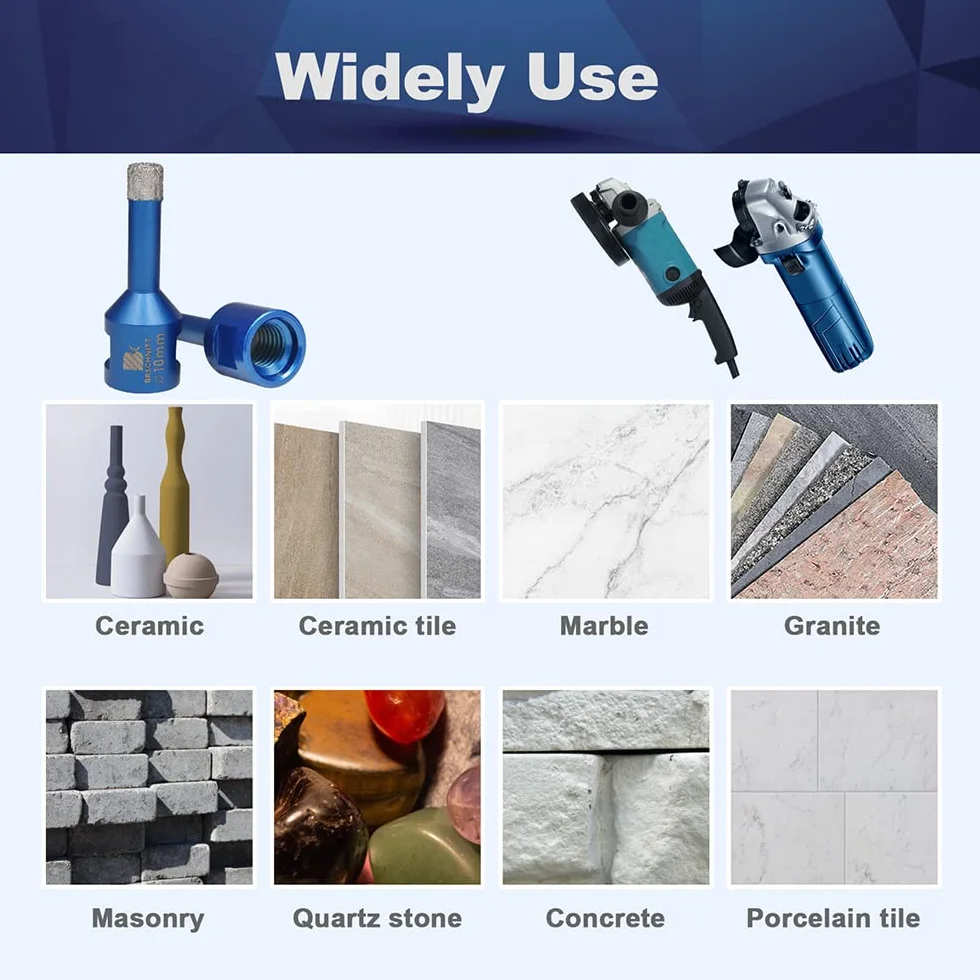 Wiertło diamentowe 10mm, BRSCHNITT 5 szt. M14 lutowane próżniowo diamentowe wiertło rdzeniowe Otwornica do płytek kamionkowych kamionkowych Ceramiczne marmurowe wiercenie granitowe, odpowiednie do szlifierek kątowych