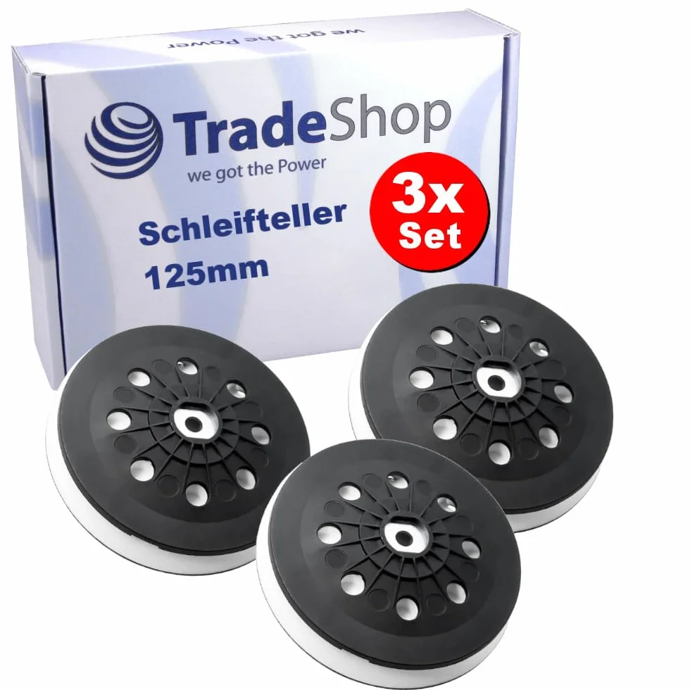 3 x talerz szlifierski Trade-Shop talerz podporowy 125 mm kompatybilny z Festool ETS EC 125, LEX 125 szlifierka mimośrodowa zastępuje ST-STF-LEX 125/90/8-M8 W-HT, 492286
