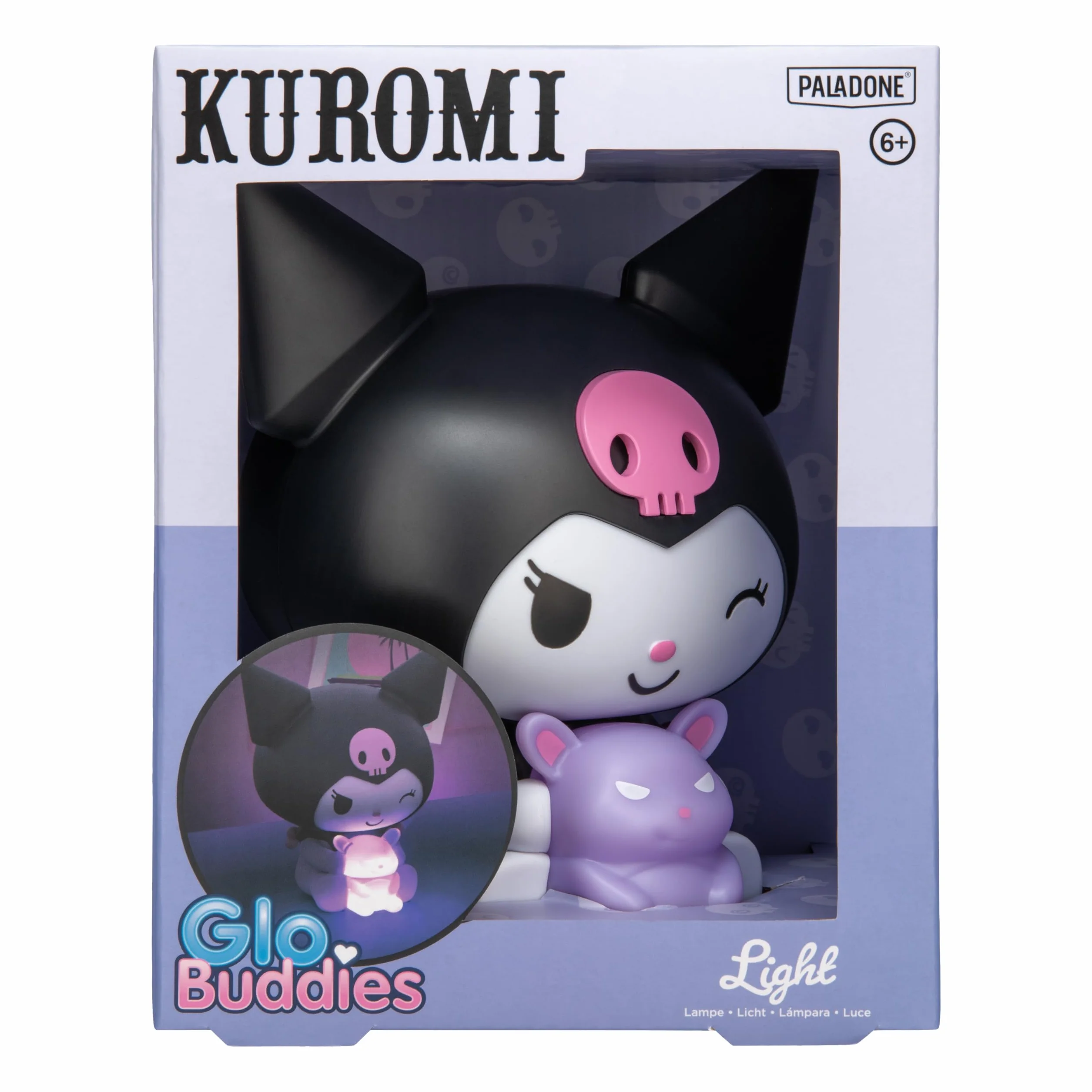 Paladone Kuromi GloBuddies lampka nocna, oficjalna licencja Sanrio lampa LED 3D, zasilana bateriami, prezent dla fanów Hello Kitty