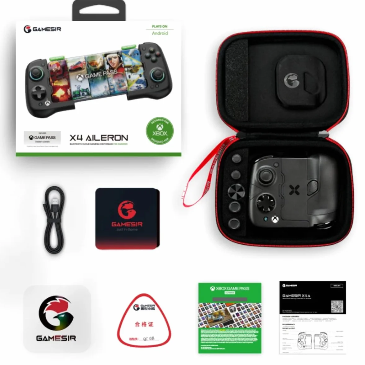 GameSir X4 Aileron bezprzewodowy mobilny kontroler do gier z systemem Android z pałeczkami z efektem Hall – dzielona konstrukcja z torbą do przenoszenia – niskie opóźnienia połączenia Bluetooth – 1