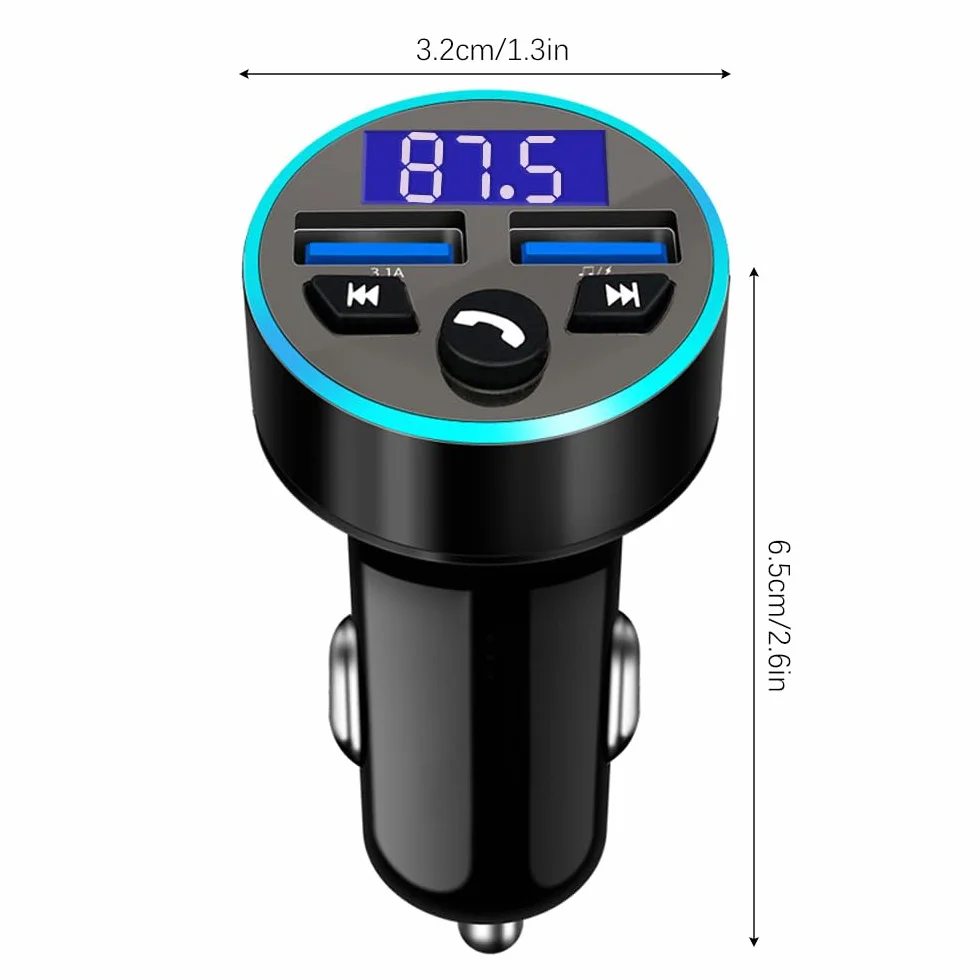 Transmiter FM Bluetooth Samochodowy QC3.0 Dual USB Zestaw Głośnomówiący