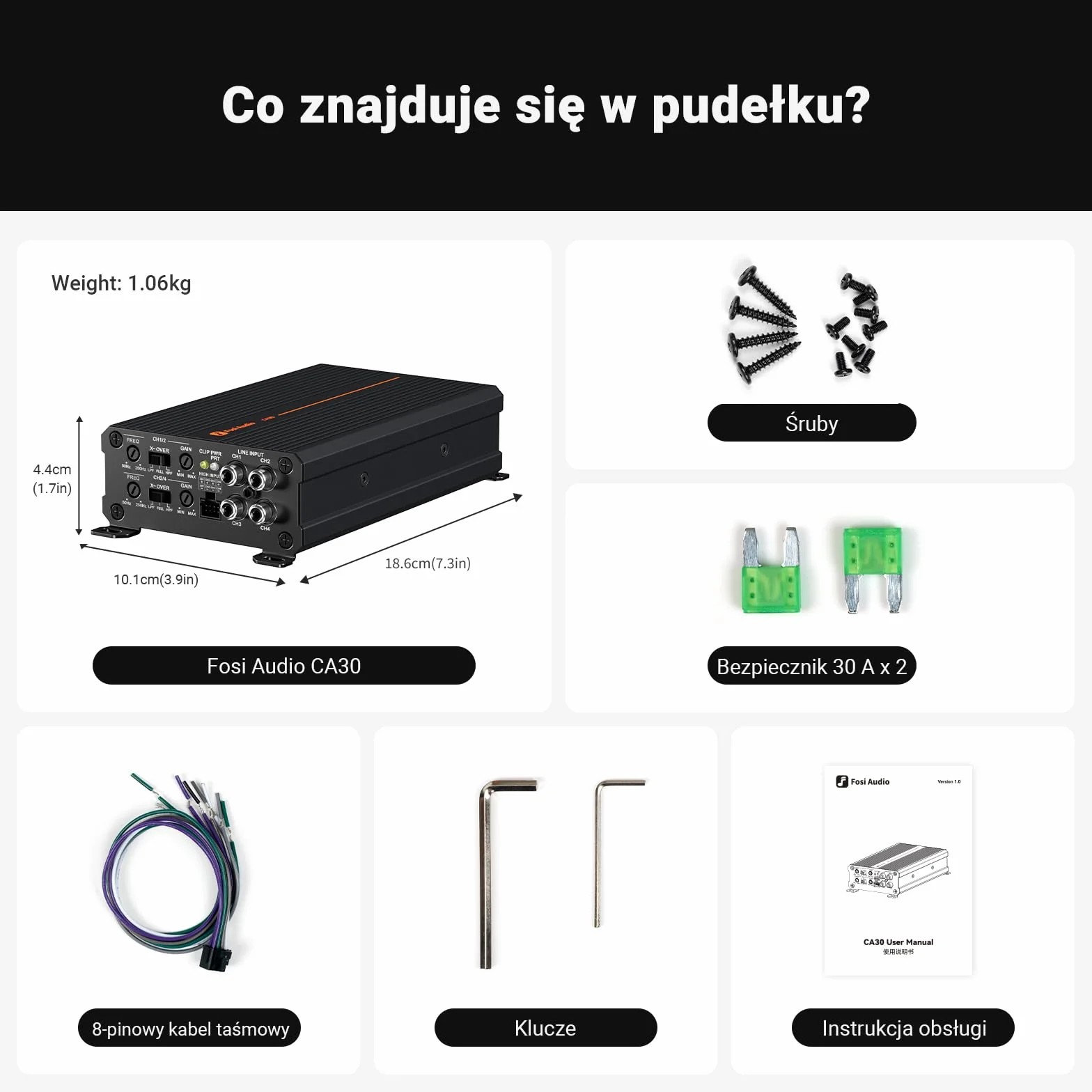 Fosi Audio CA30 4-Kanałowy Wzmacniacz Samochodowy Klasy D HiFi