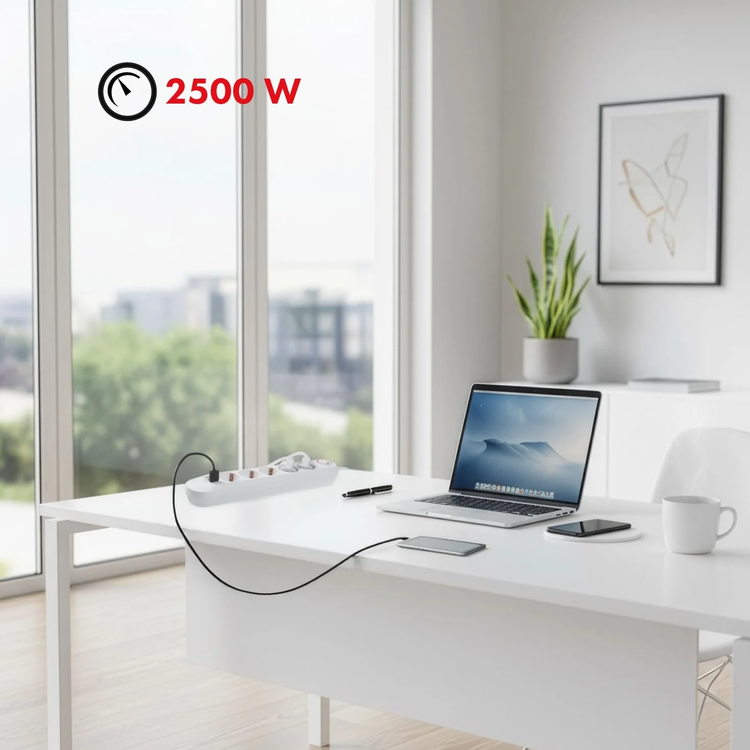Maclean Listwa zasilająca MCE394/MCE395 2500 W 1,5 m Biały 5 gniazd 3xUSB