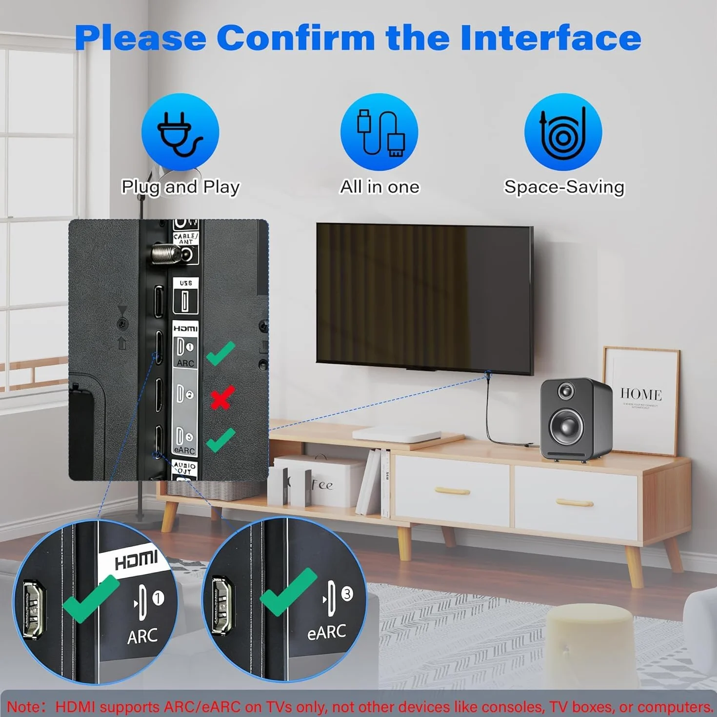 192 kHz jednokierunkowy kabel konwertera audio 3 m, HDMI ARC/eARC na 2RCA, zasilany przez USB, ekstraktor stereo L/R do TV do kina domowego, wzmacniacz systemowy / stare głośniki, soundbar