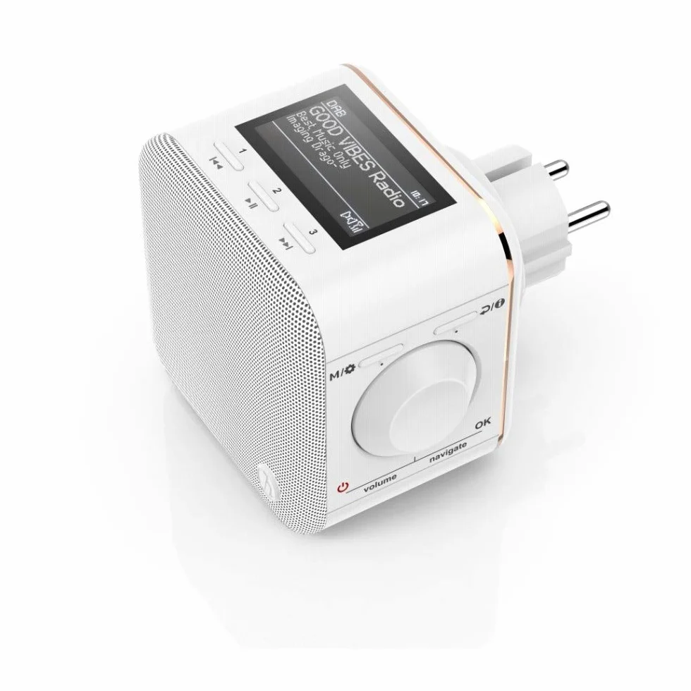 Hama 00054871 Radio z Gniazdkiem DAB+/DAB, Biały/Czarny, 11 x 9 x 8.5 cm
