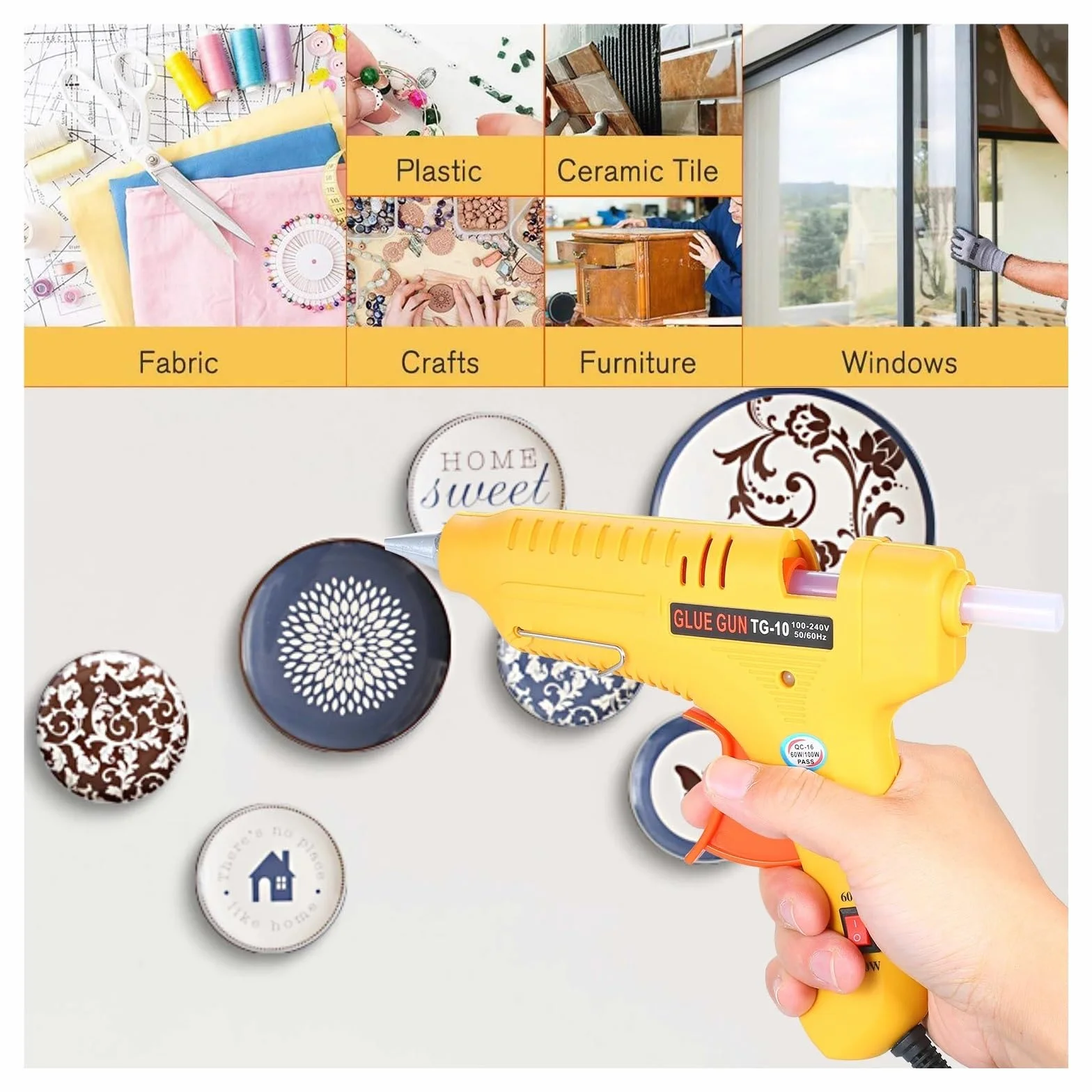 Pistolet do klejenia na gorąco 60 W/100 W, regulacja mocy, szybkie nagrzewanie do projektów przemysłowych i domowych DIY, wszechstronne i niezawodne narzędzie do klejenia