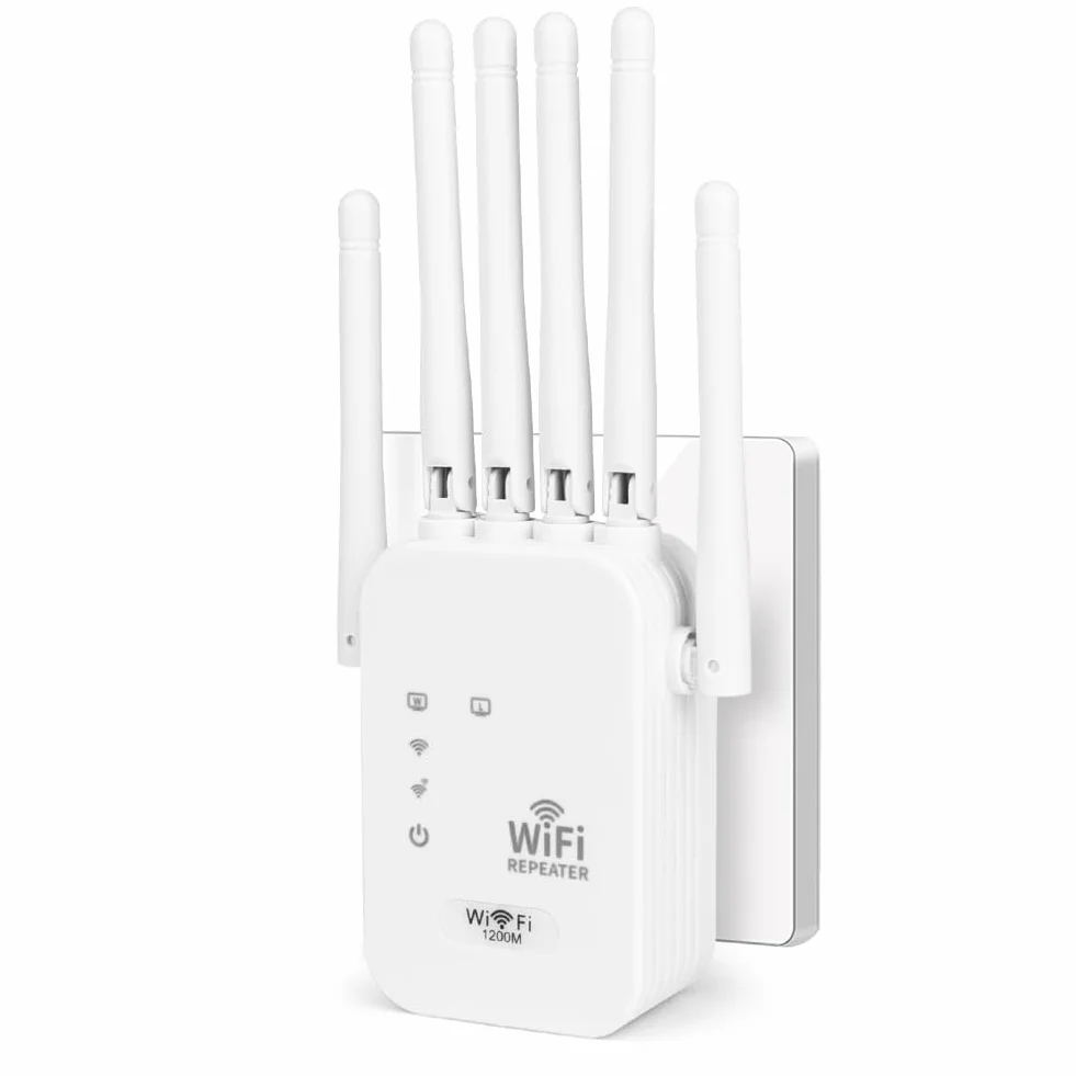 Wzmacniacz WiFi AC1200 Dual Band Repeater 5 GHz 2,4 GHz 6 anten zewnętrznych 300 m biały
